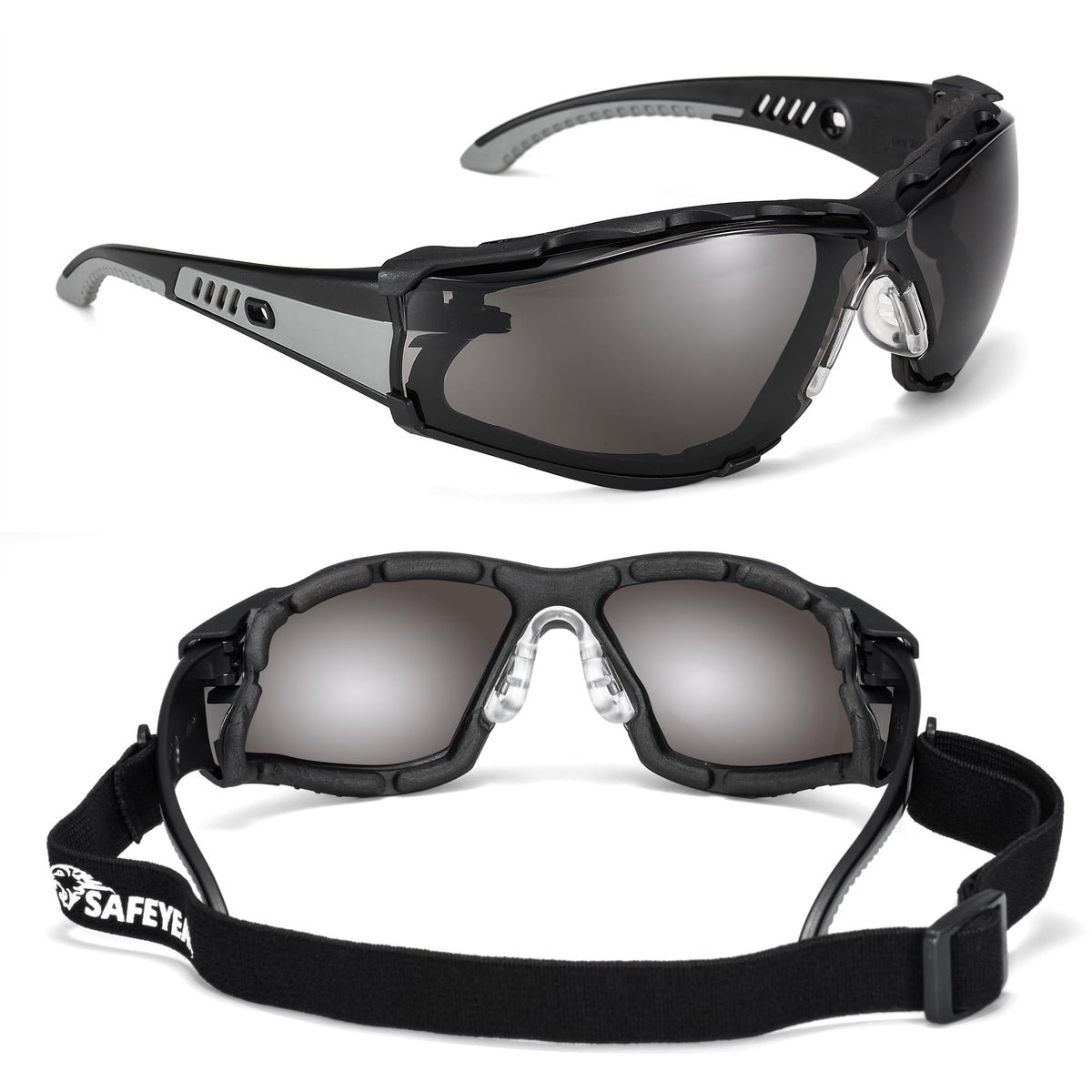 Safety Glasses Anti Fog Scratch Resistant ANSI Z87.1 CE Protective Eyewear with Foam Gasket Adjustable Strap