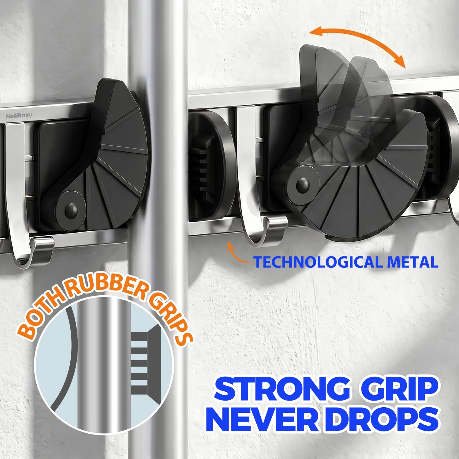 Mop Broom Holder Wall Mount Metal Pantry Organization and Storage Garden Kitchen Tool Organizer Wall Hanger for Home Goods