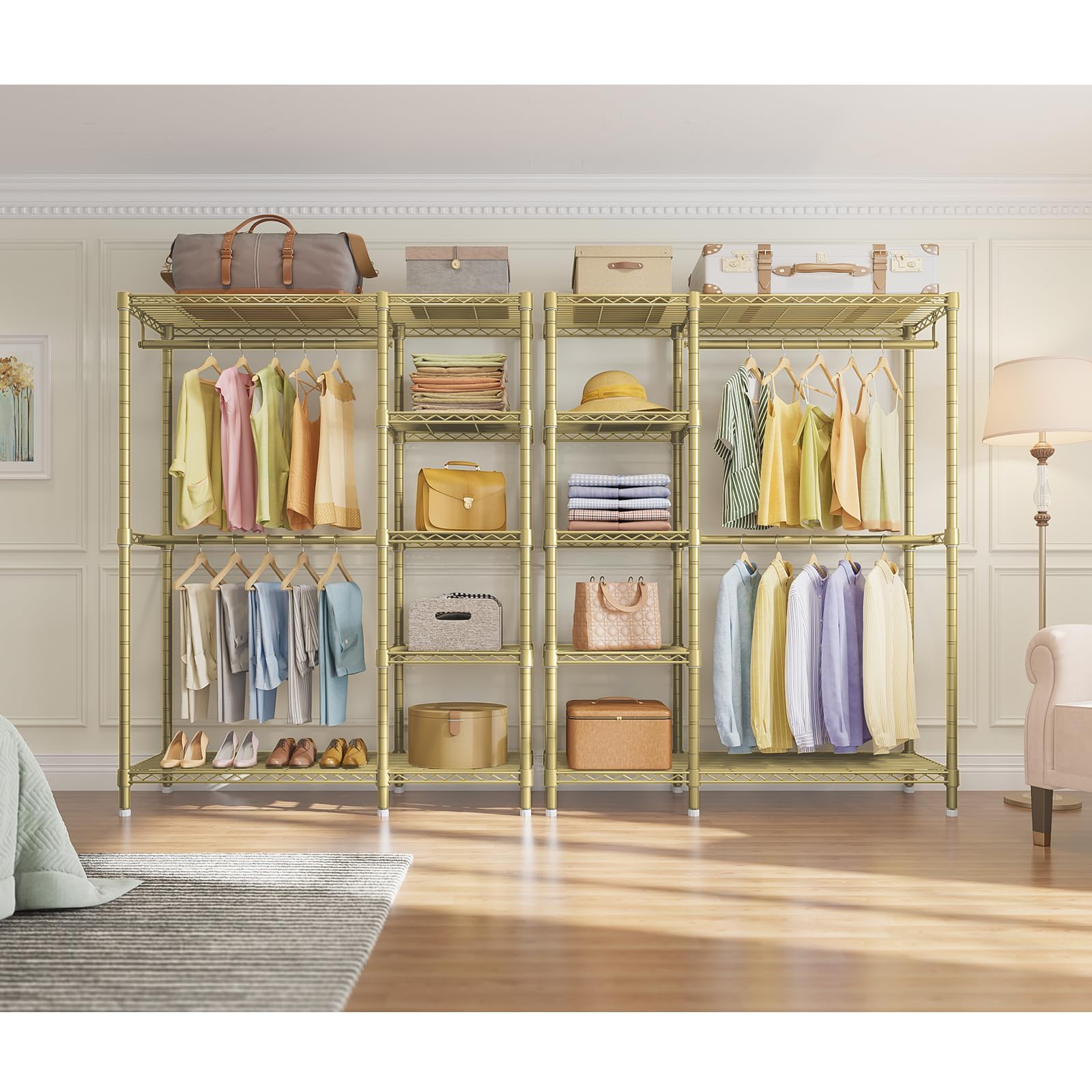 V7 Garment Rack with Shelves Portable Closet for Hanging Clothes