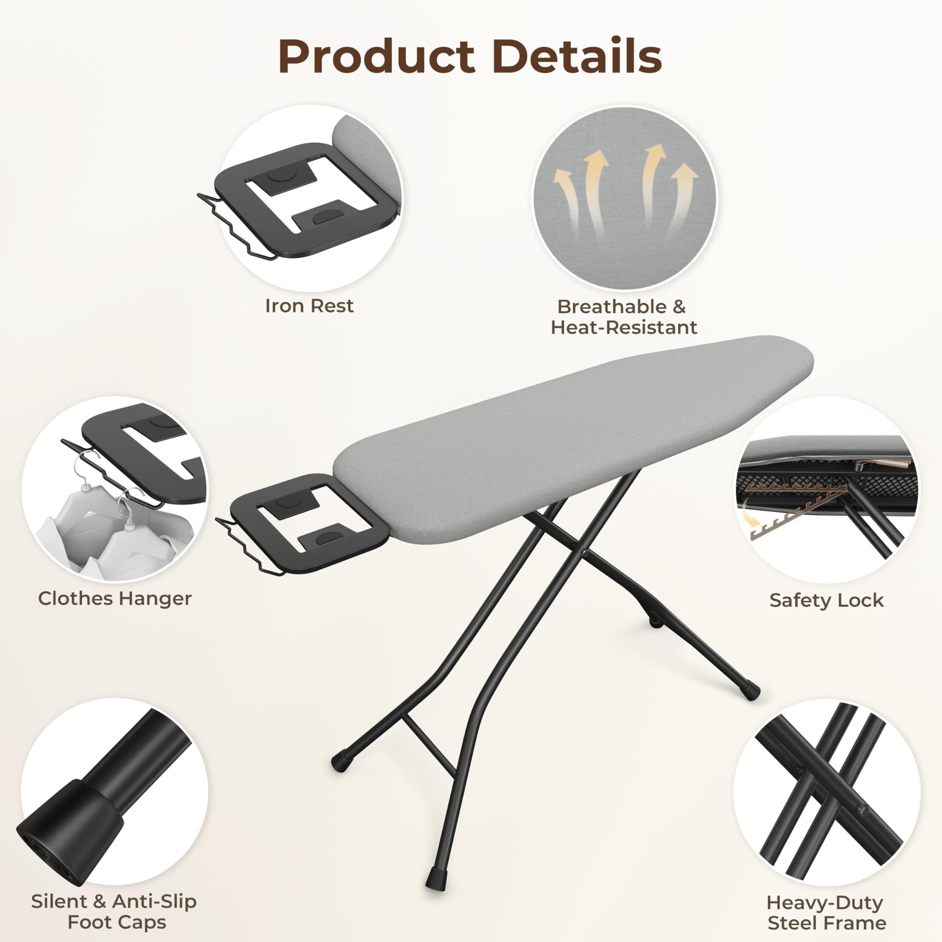 Ironing Board 43"x14" with Heavy Duty Iron Rest