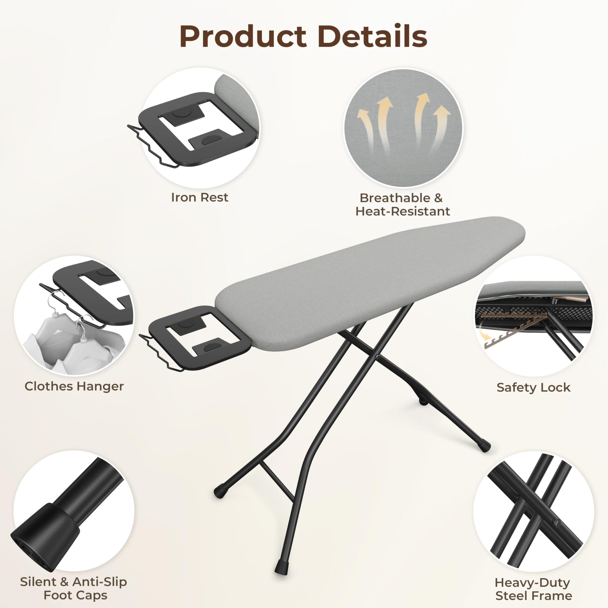 Ironing Board 43"x14" with Heavy Duty Iron Rest