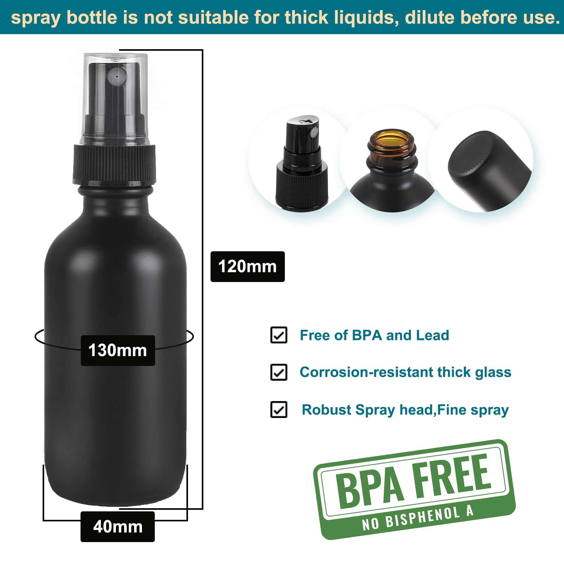Frosted Black Glass Small Spray Bottle 2 oz 24 Packs (24 Count)