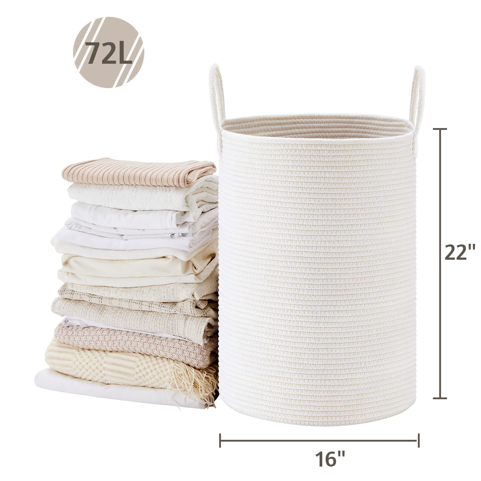 72L Tall Woven Laundry Basket Hamper