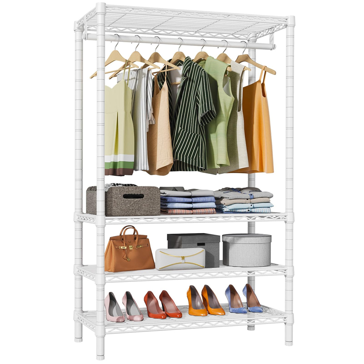 V1 4 Tier Clothes Rack with Hanging Rod