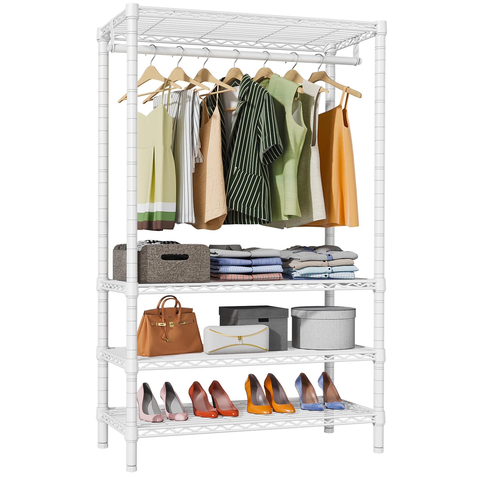 V1 4 Tier Clothes Rack with Hanging Rod
