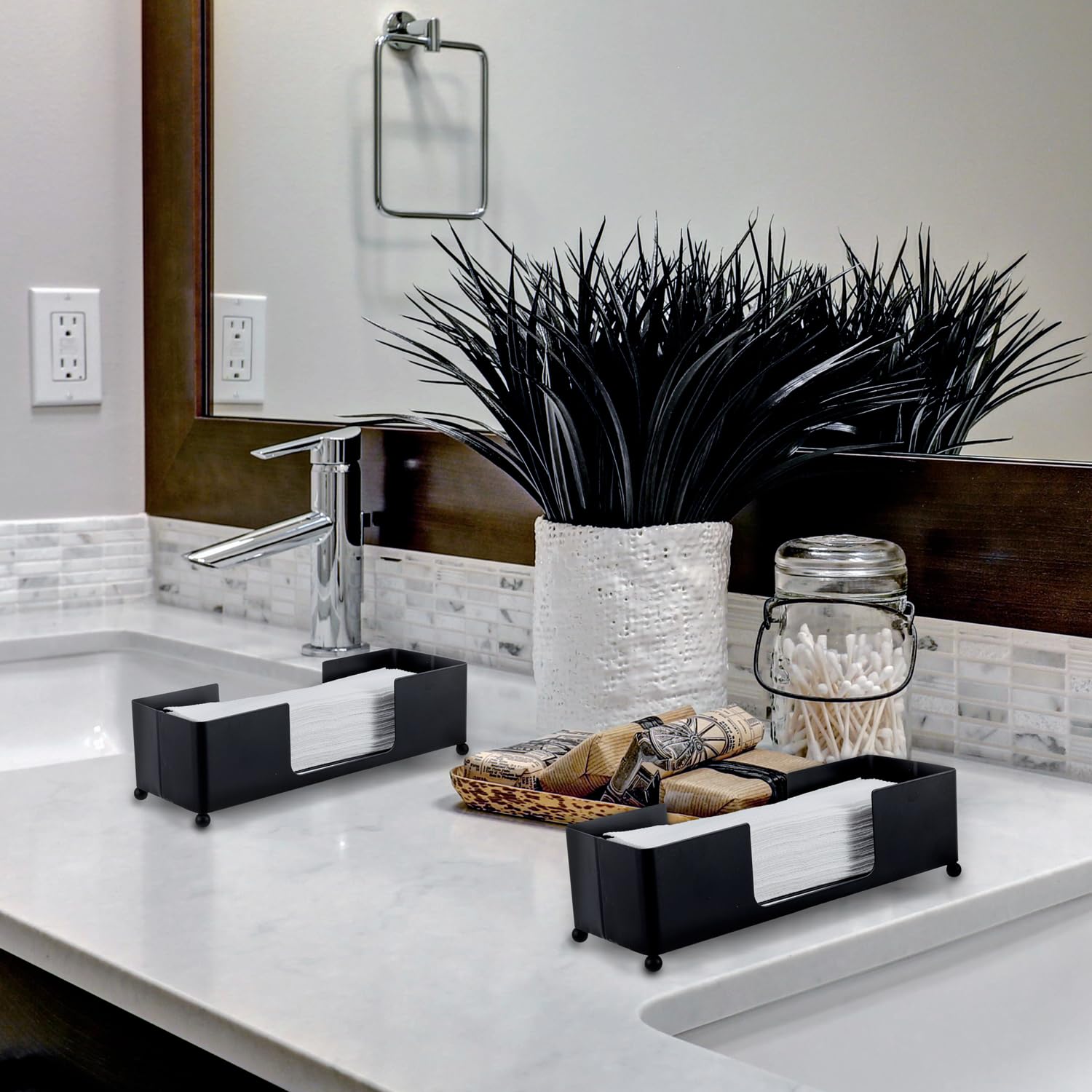 Black Metal Folded Paper Towel Holder Dispenser (2 Count)