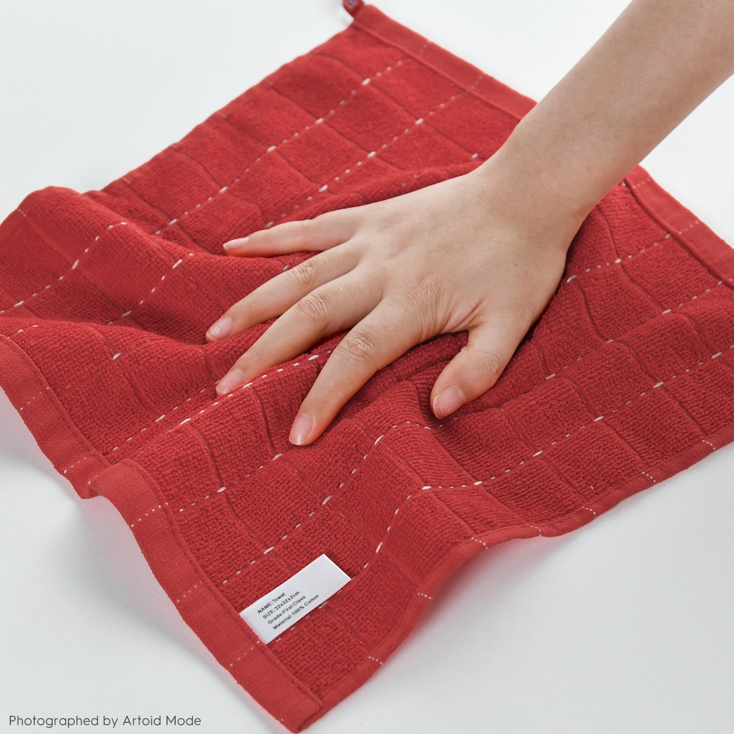 Checkered Designed Cotton Red Terry Kitchen Dish Cloths (6 Count)