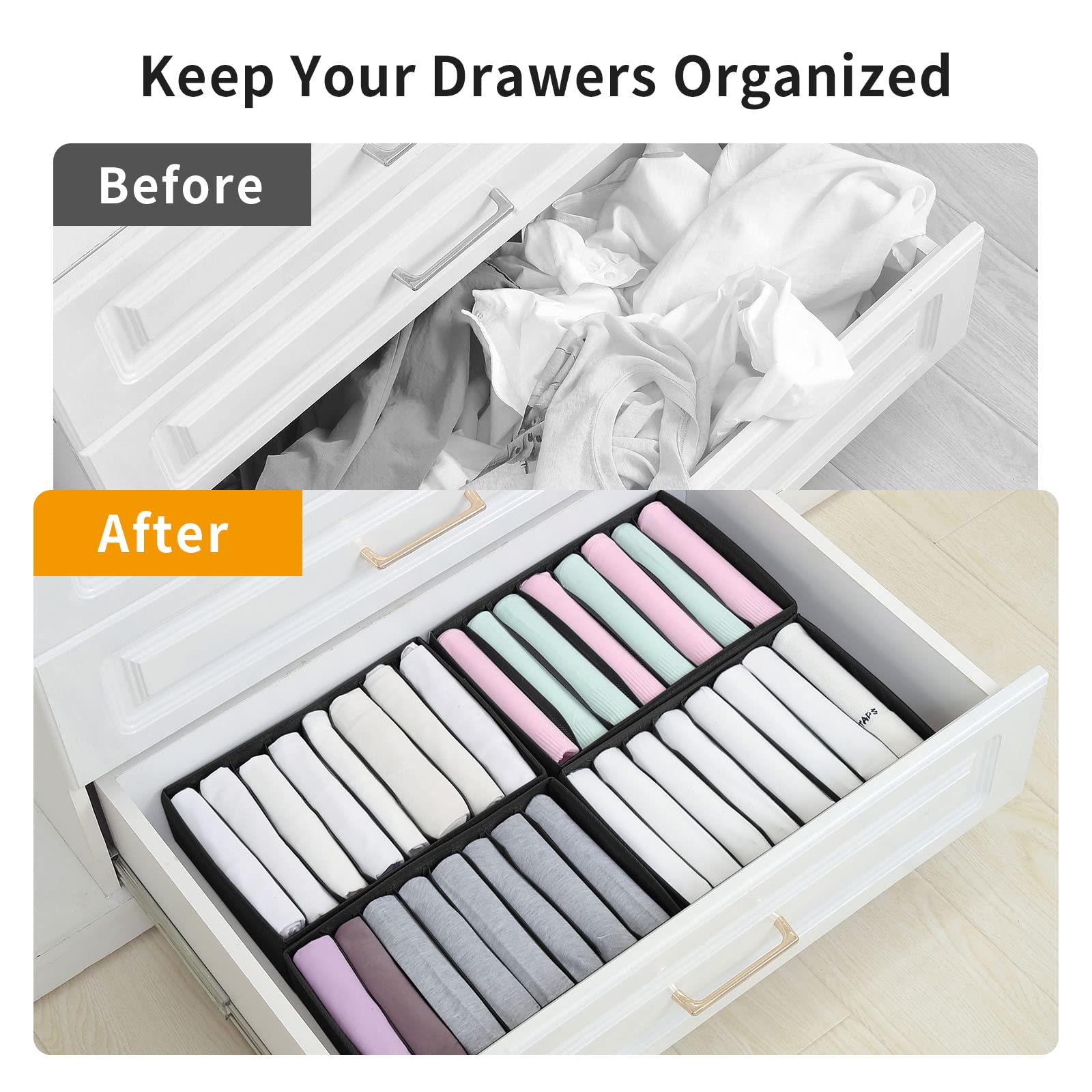 4 Pack Drawer Organizers for Clothing (4 Count)