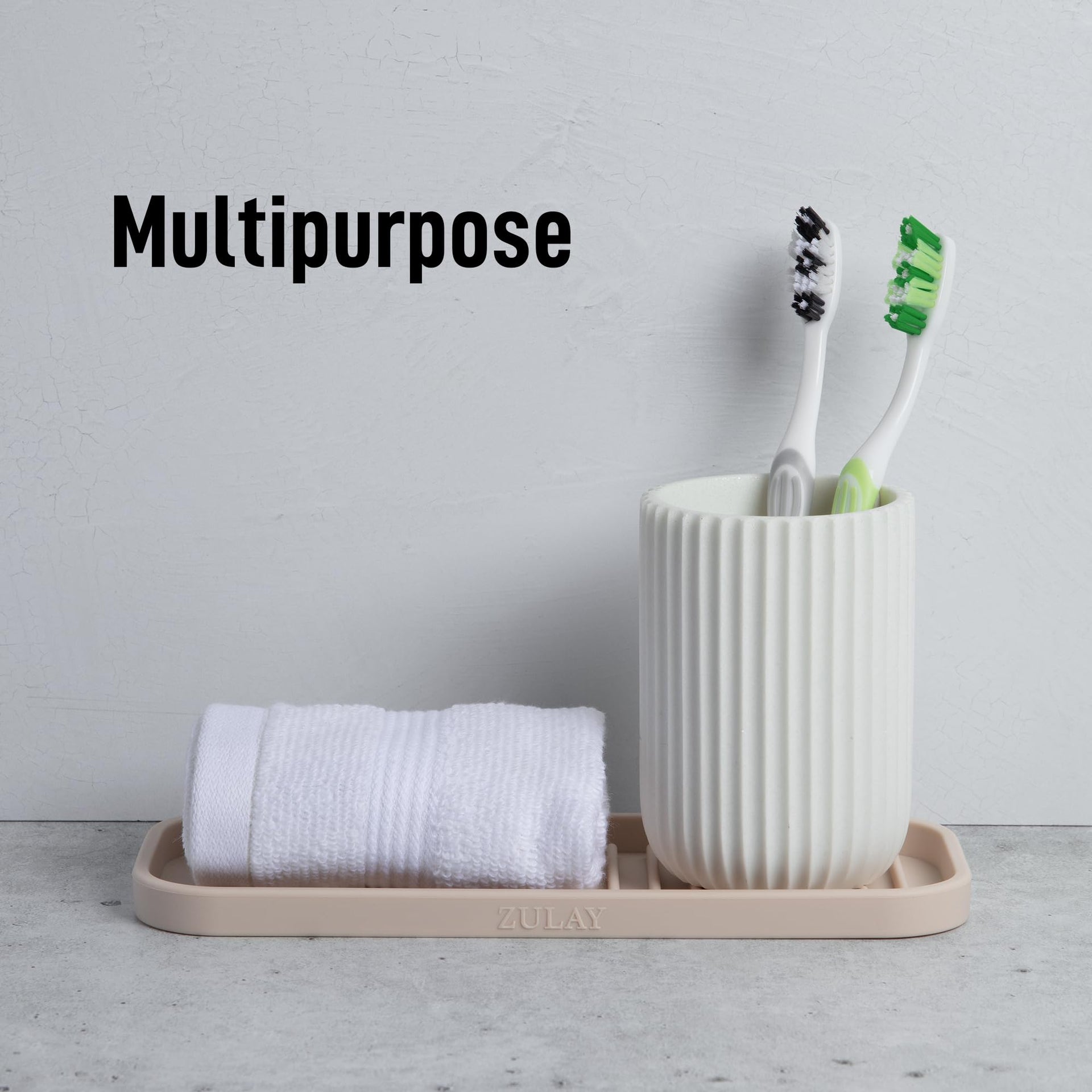 9x3.5) Silicone Sponge Holder for Kitchen Sink - Flexible Multipurpose Soap Tray - Sink Organizer for Kitchen, Bathroom, Makeup, Trinkets & More (Ivory)