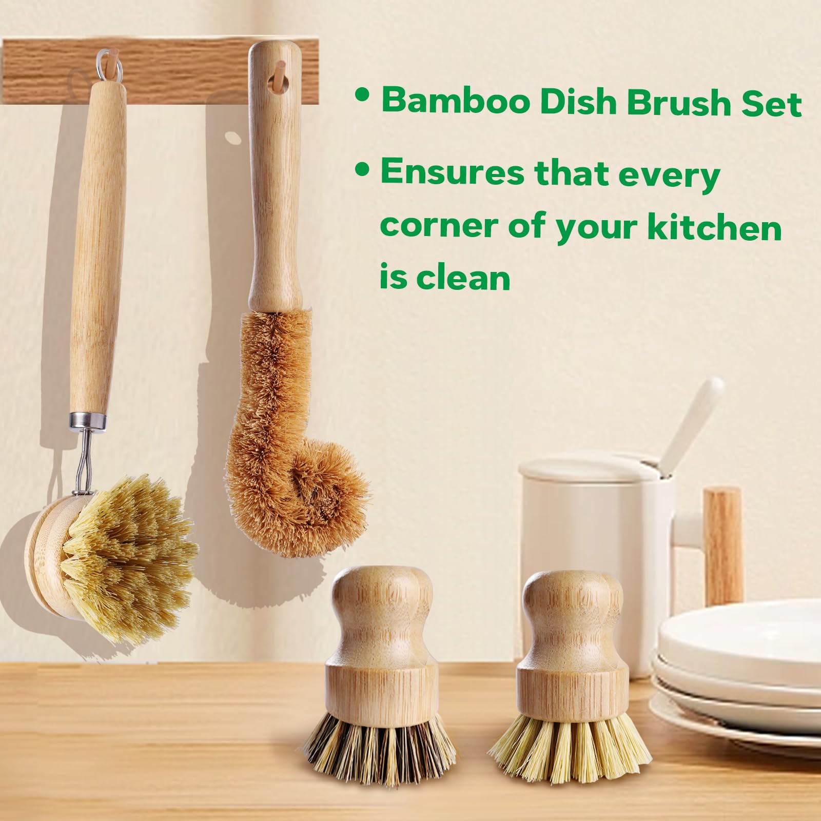 Bamboo Dish Brush Set (5 Count)