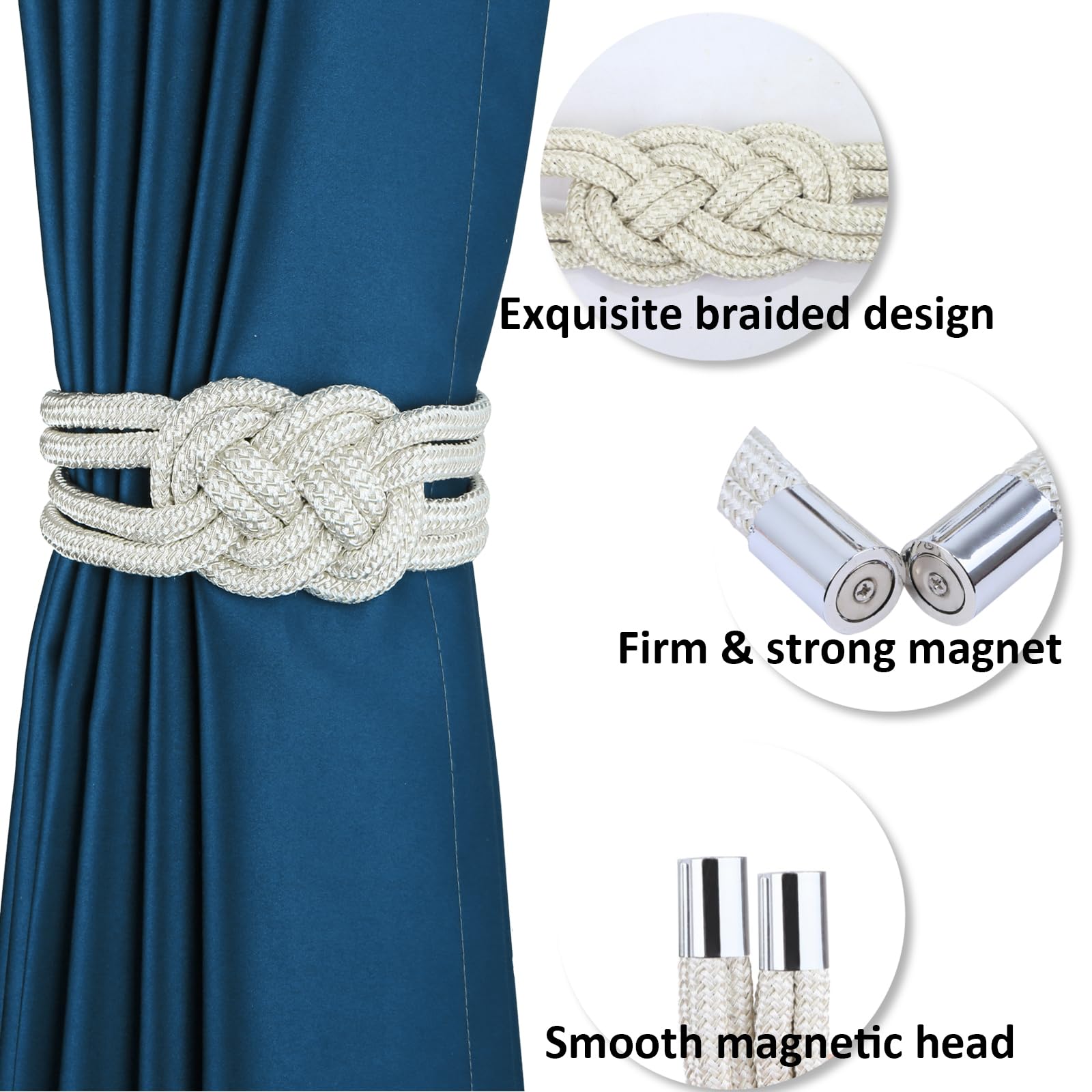 4 Pack Magnetic Curtain Tiebacks (4 Count)