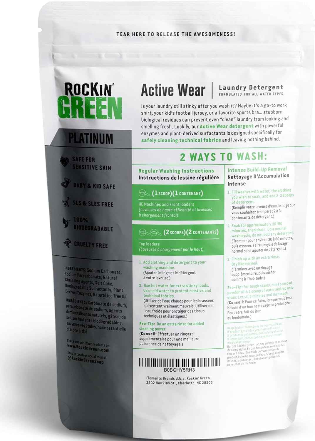 Active Wear Laundry Detergent Powder Lavander Mint 90 Loads (45 Ounce)