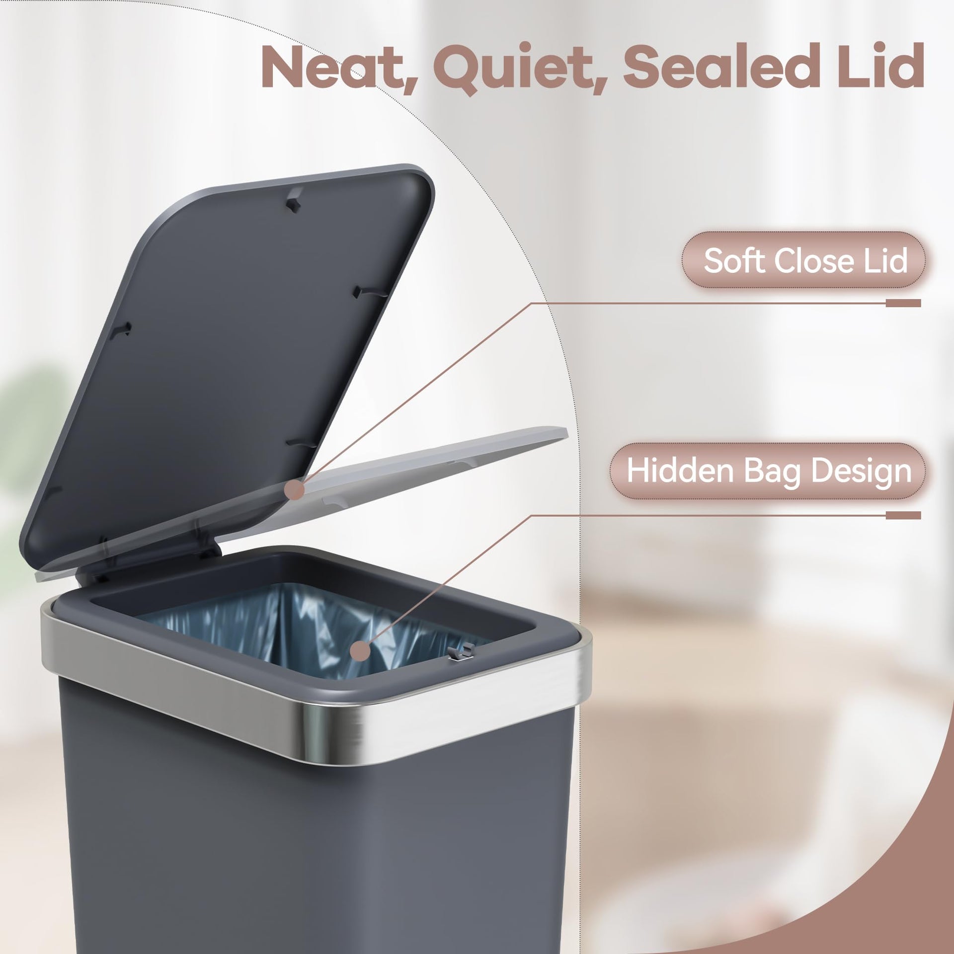 2.6 Gallon Small Bathroom Trash Can with Lid Foot Pedal