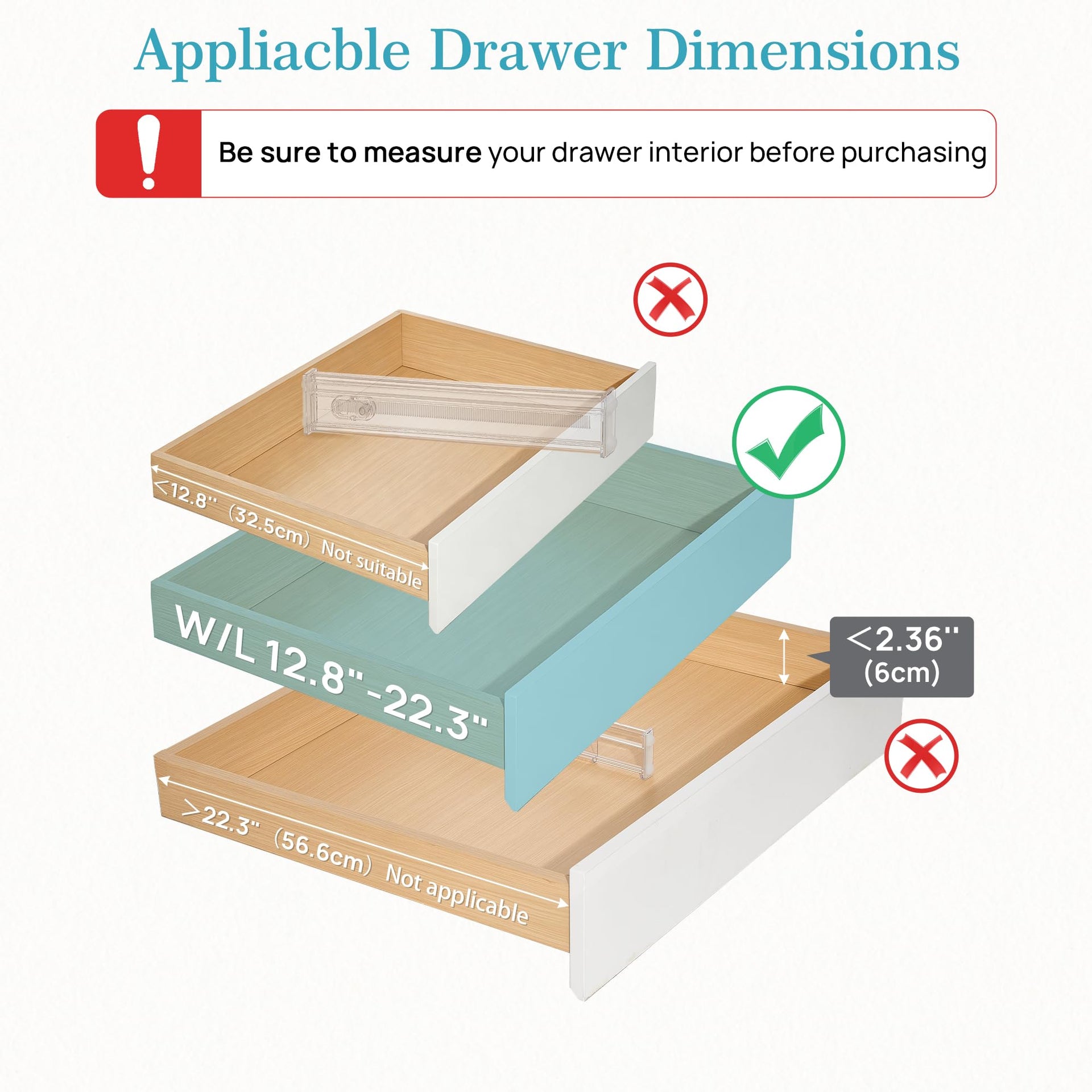 2.36" Drawer Dividers with Expandable Inserts (8 Count)