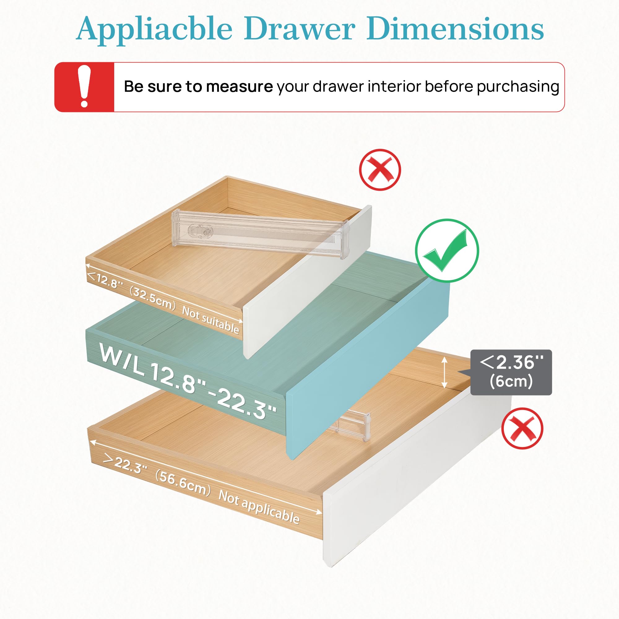 2.36" Drawer Dividers with Expandable Inserts (6 Count)