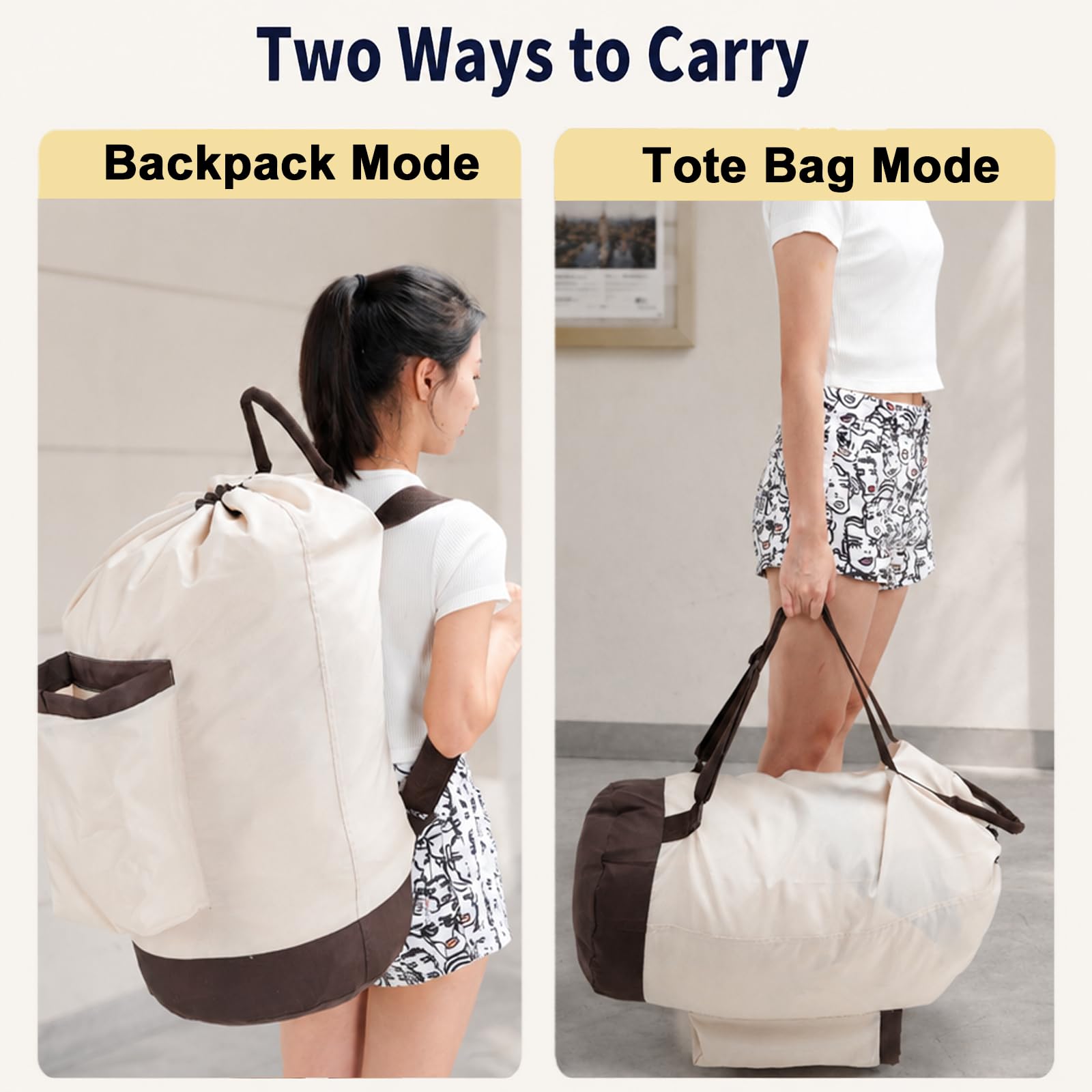 Laundry Bag Backpack with Shoulder Straps and Detergent Holder Clothes