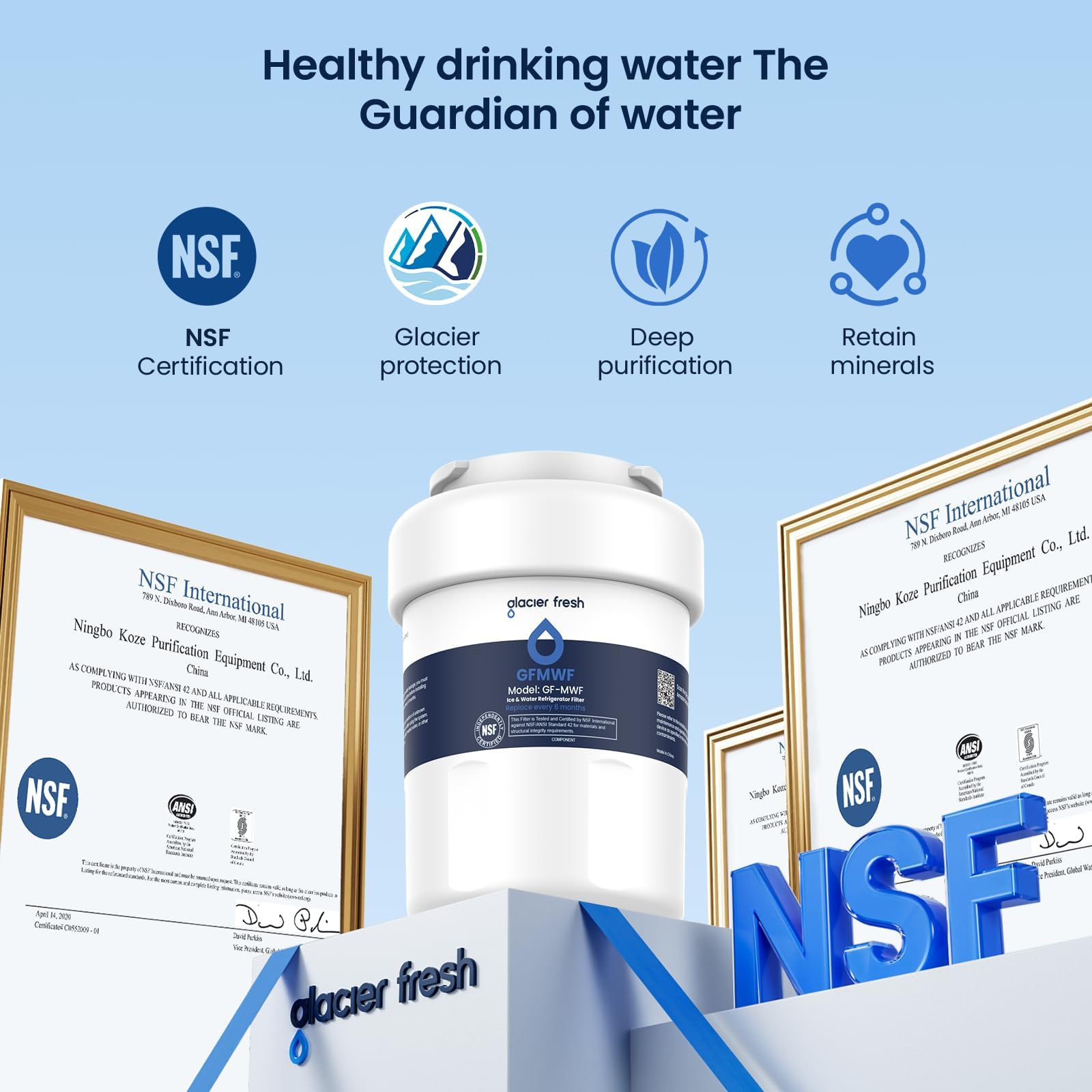 MWF Refrigerator Water Filter Compatible with GE (4 Count)