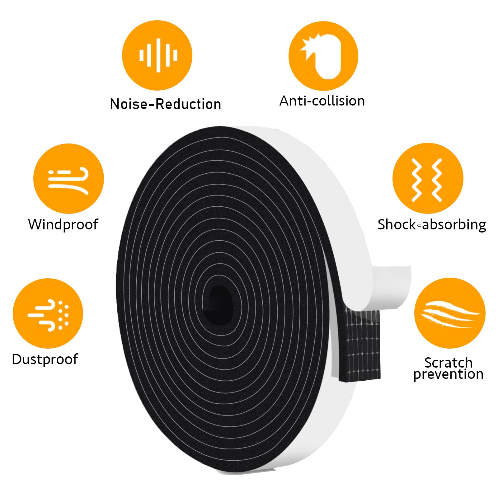 Heavy Duty Foam Seal Tape for Garage Door & AC (16.5 Foot)