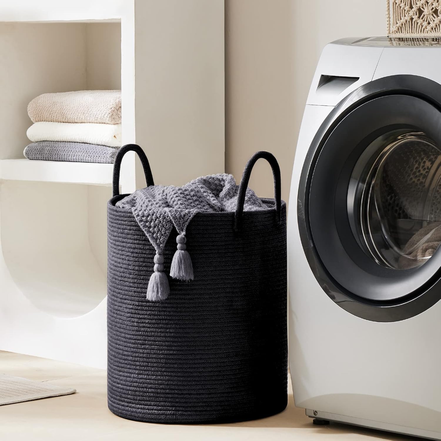 Woven Rope Laundry Hamper Basket - ModHome Supplies