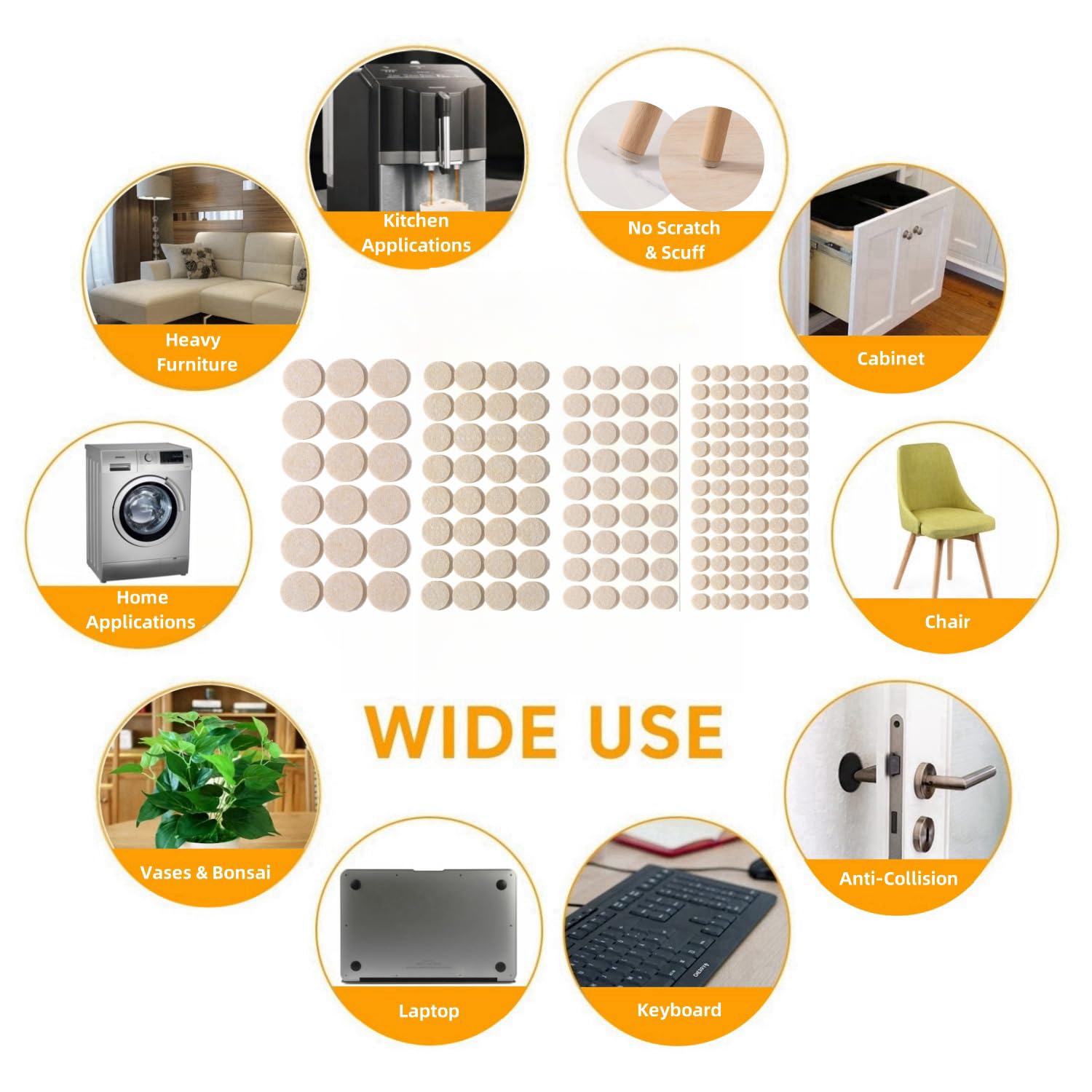 Felt Furniture Pads for Hardwood Floors 164 Piece (129 Count)