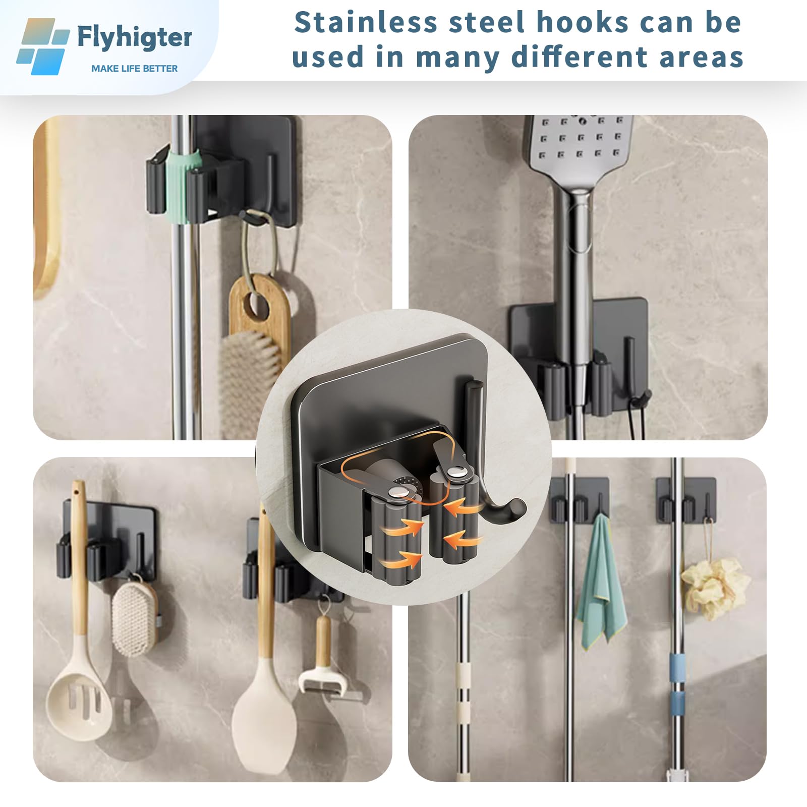 8 Pack Stainless Steel Mop Clips