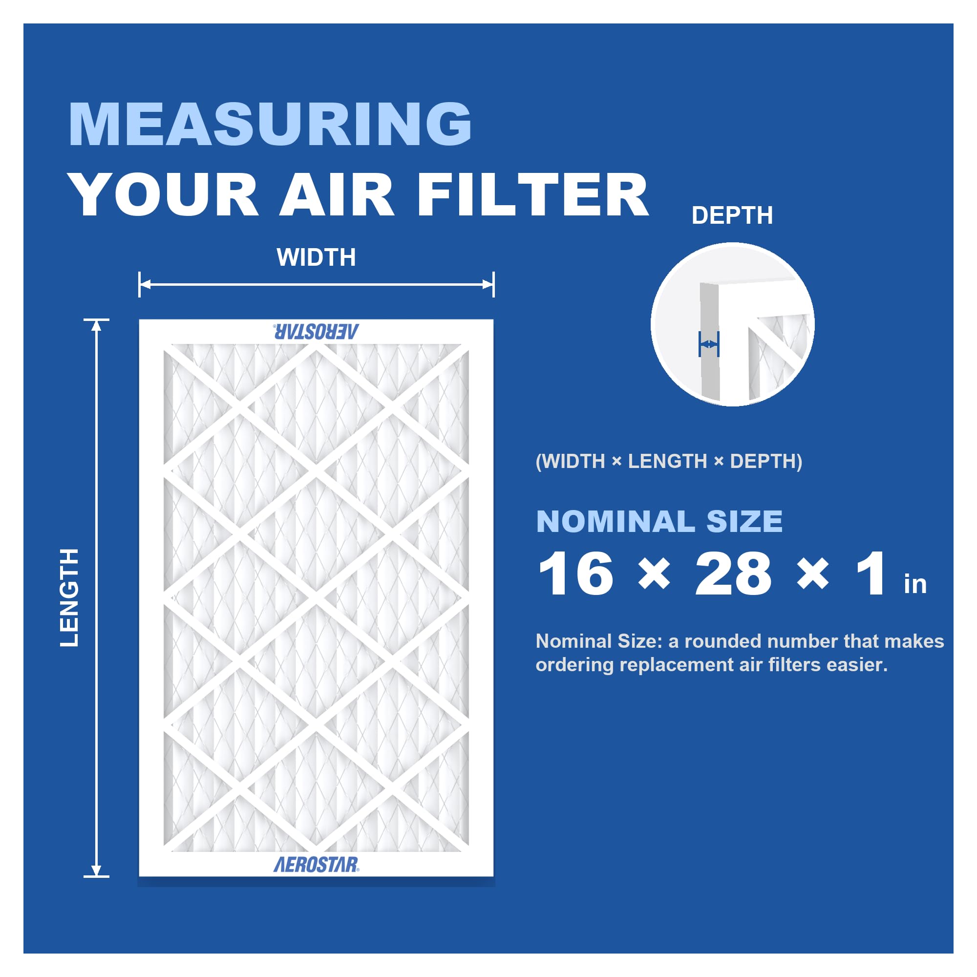 16x28x1 MERV 8 High Efficiency Pleated Air Filter (6 Count)