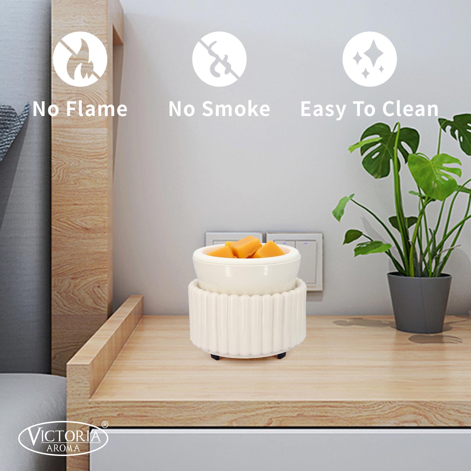 Ceramic Wax Melt Warmer with 1 pc Silicone Dish Candle Warmer for Scented Wax Electric Fragrance Burner for Home