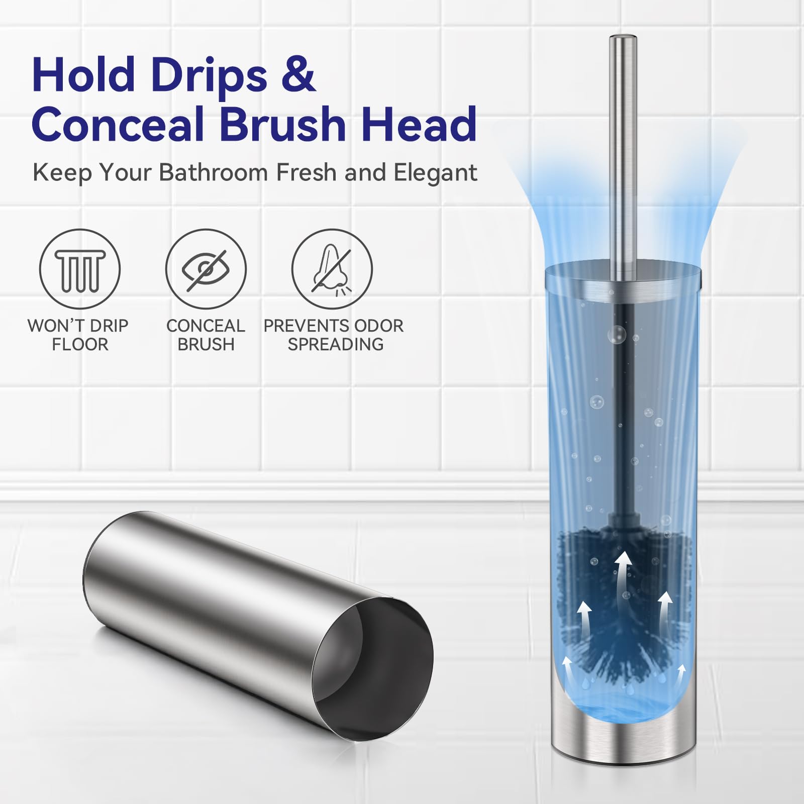 Stainless Steel Toilet Bowl Brush and Holder for Bathroom