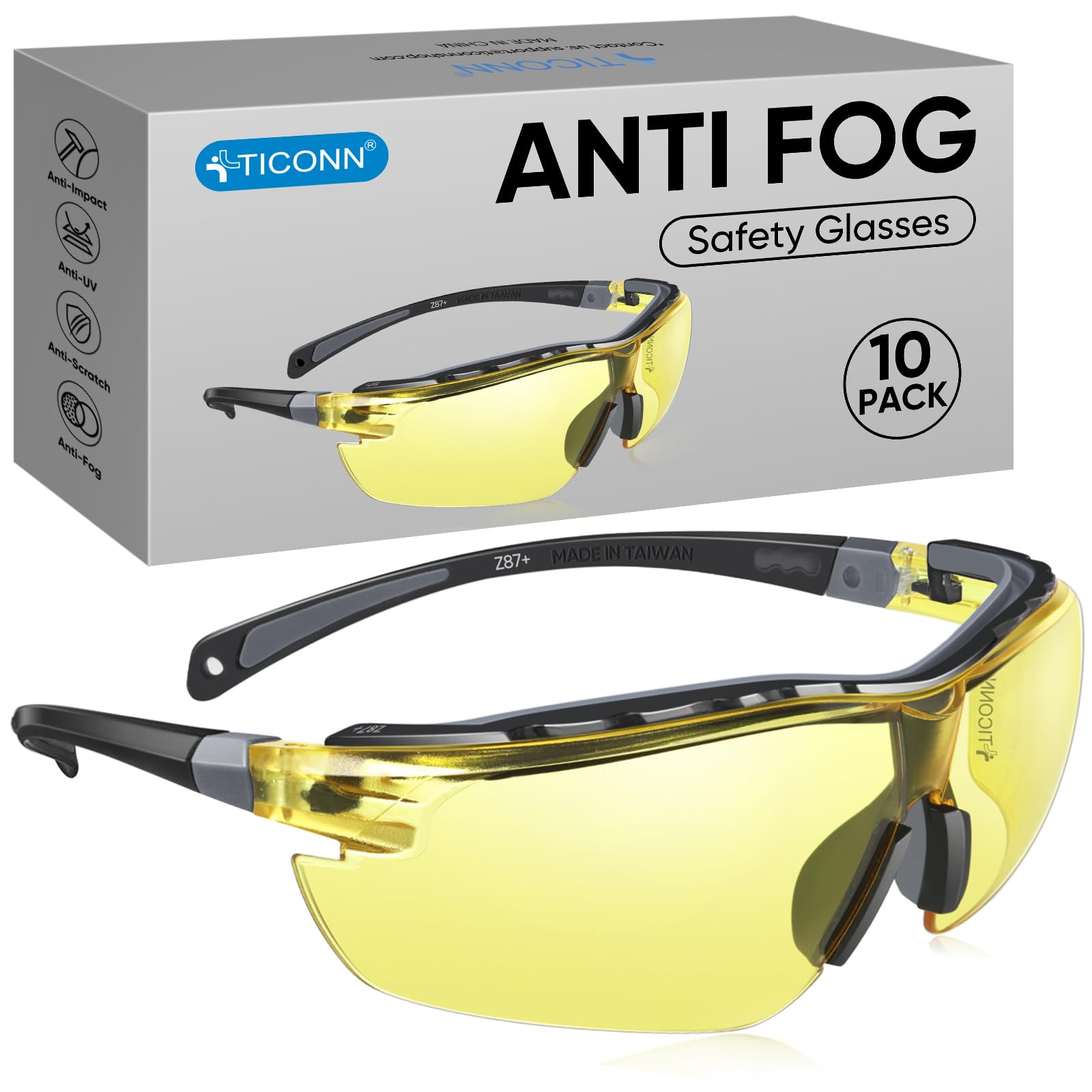10PK Anti Fog Safety Glasses for Men & Women (10 Count)