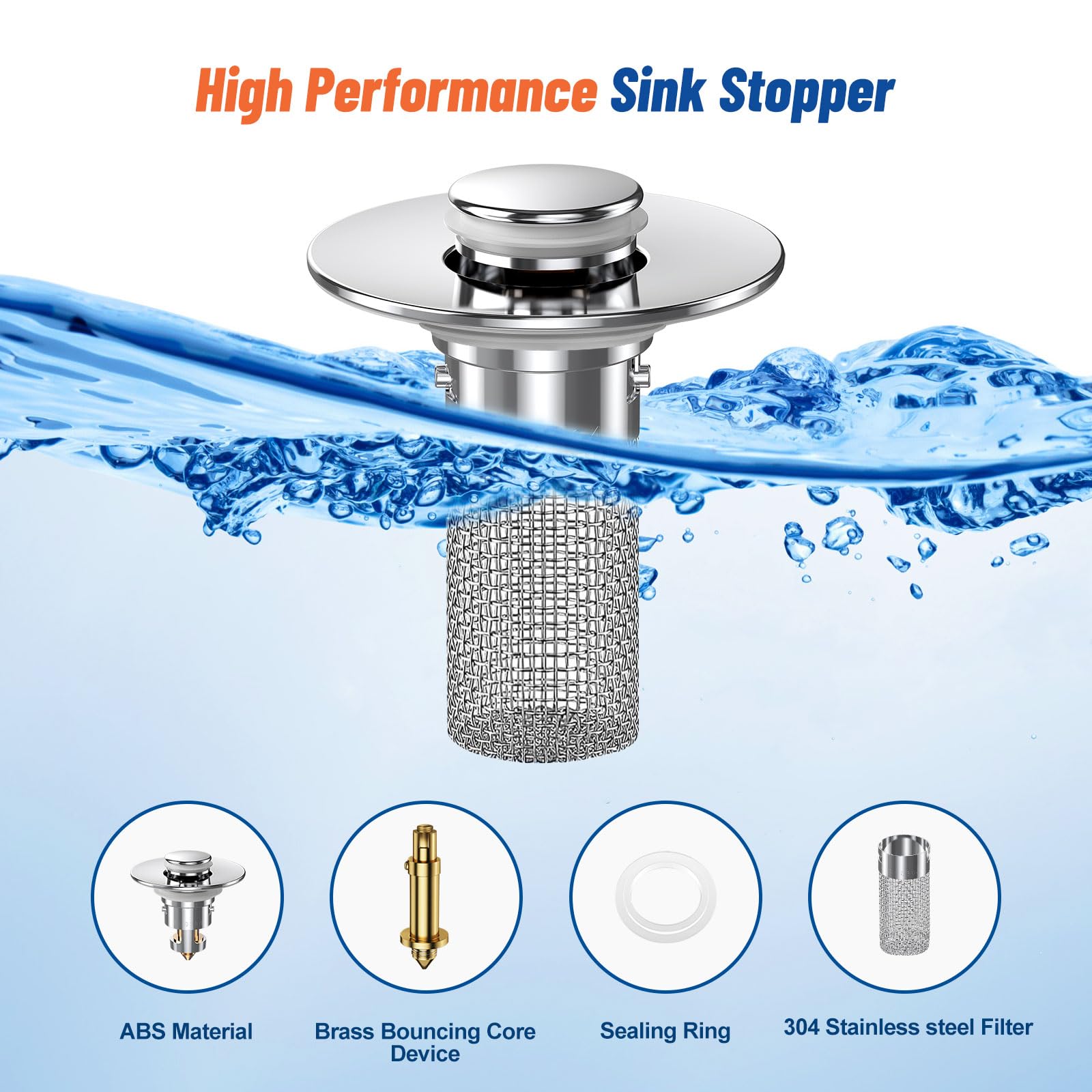 2024 New Pop Up Bathroom Sink Drain Strainer Hair Catcher (2 Count)