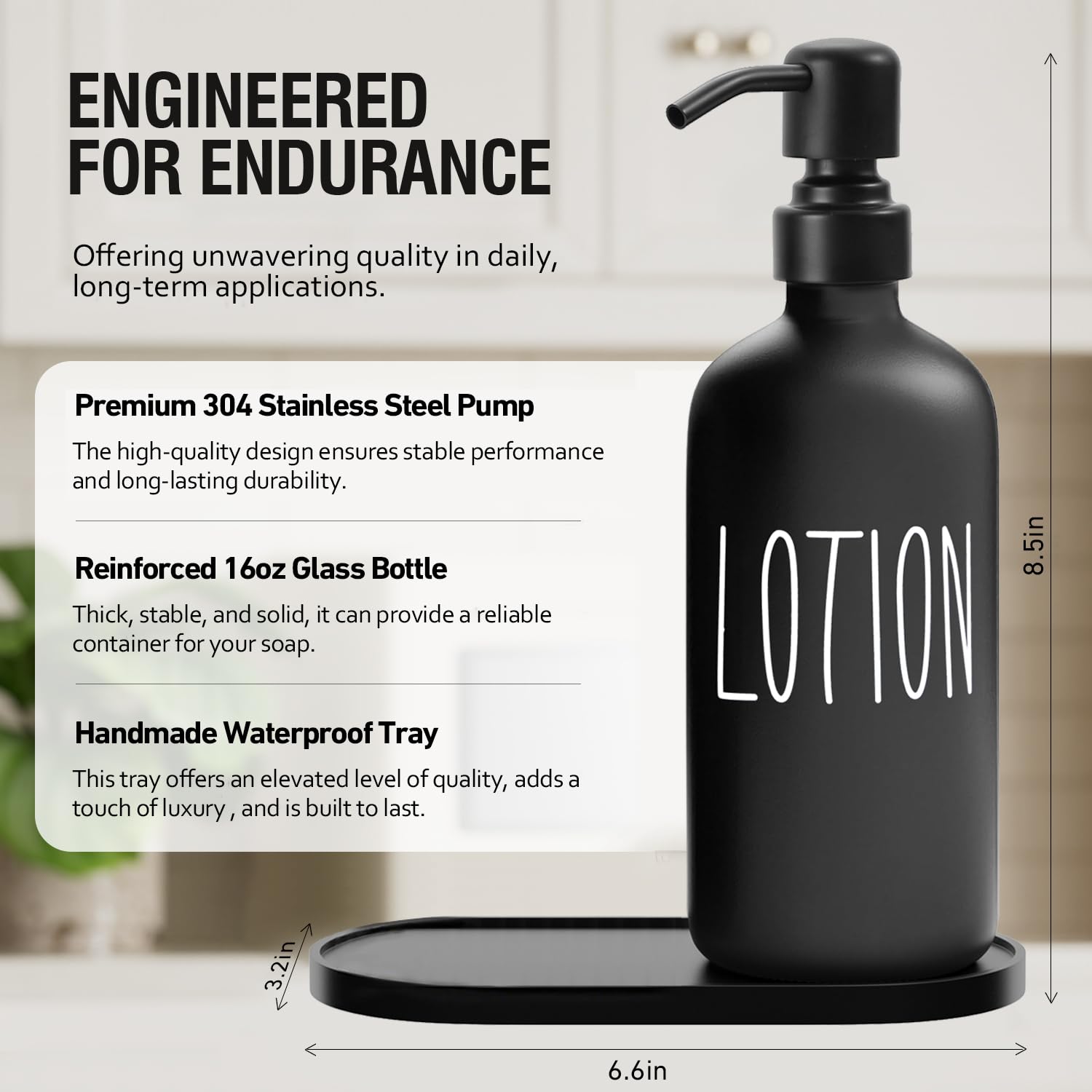 Glass Soap Dispenser with Stainless Steel Pump (2 Count)