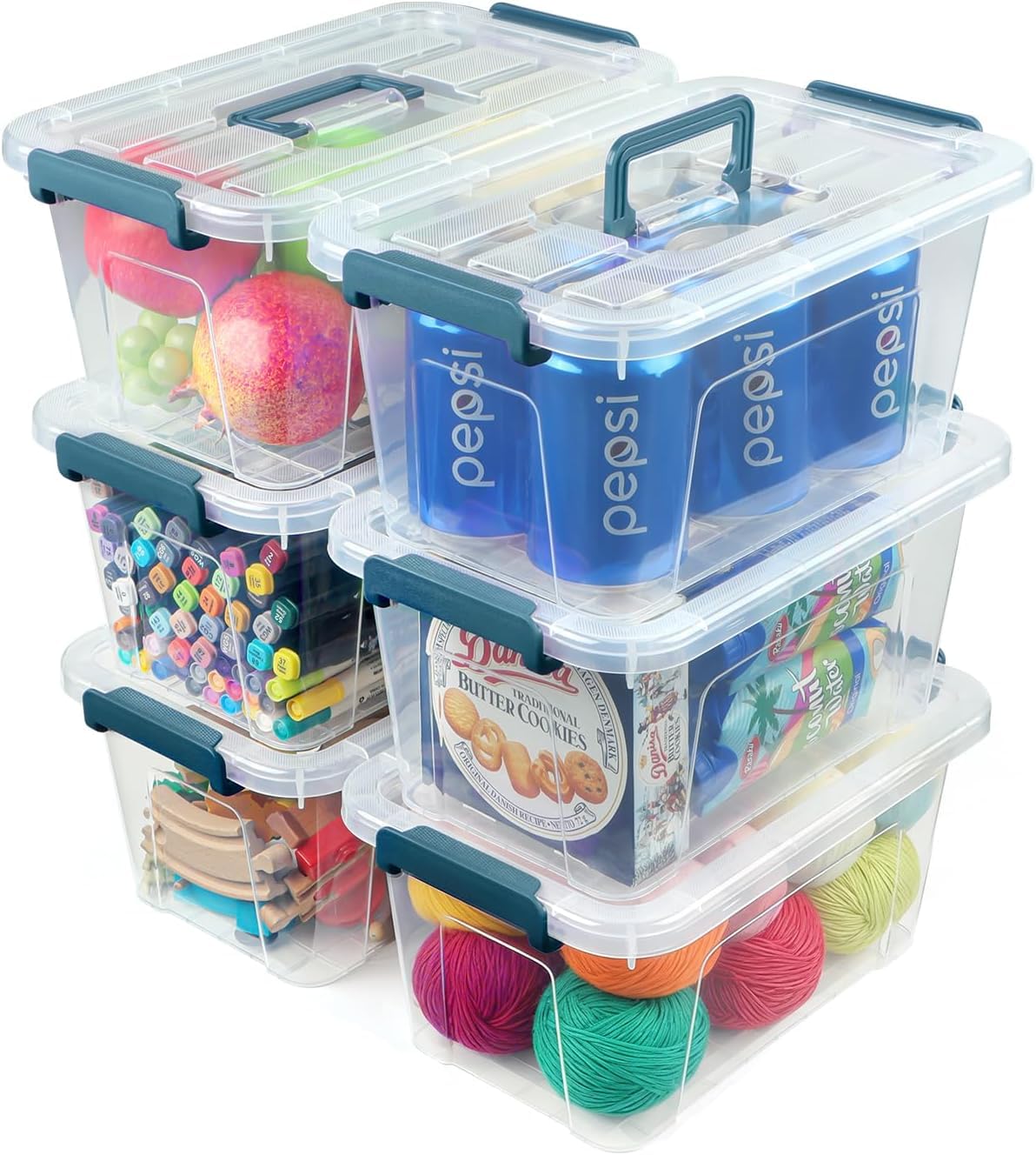 Plastic Storage Bins with Lids 6 Pack (6 Count)