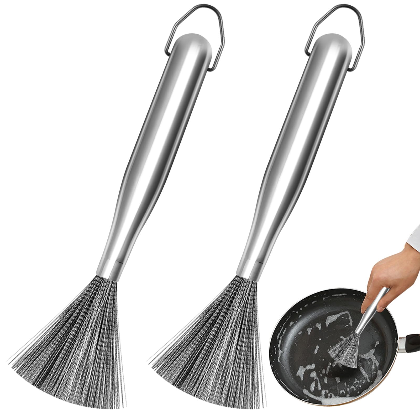 2Pcs 304 Stainless Steel Pot Brushes (2 Count)