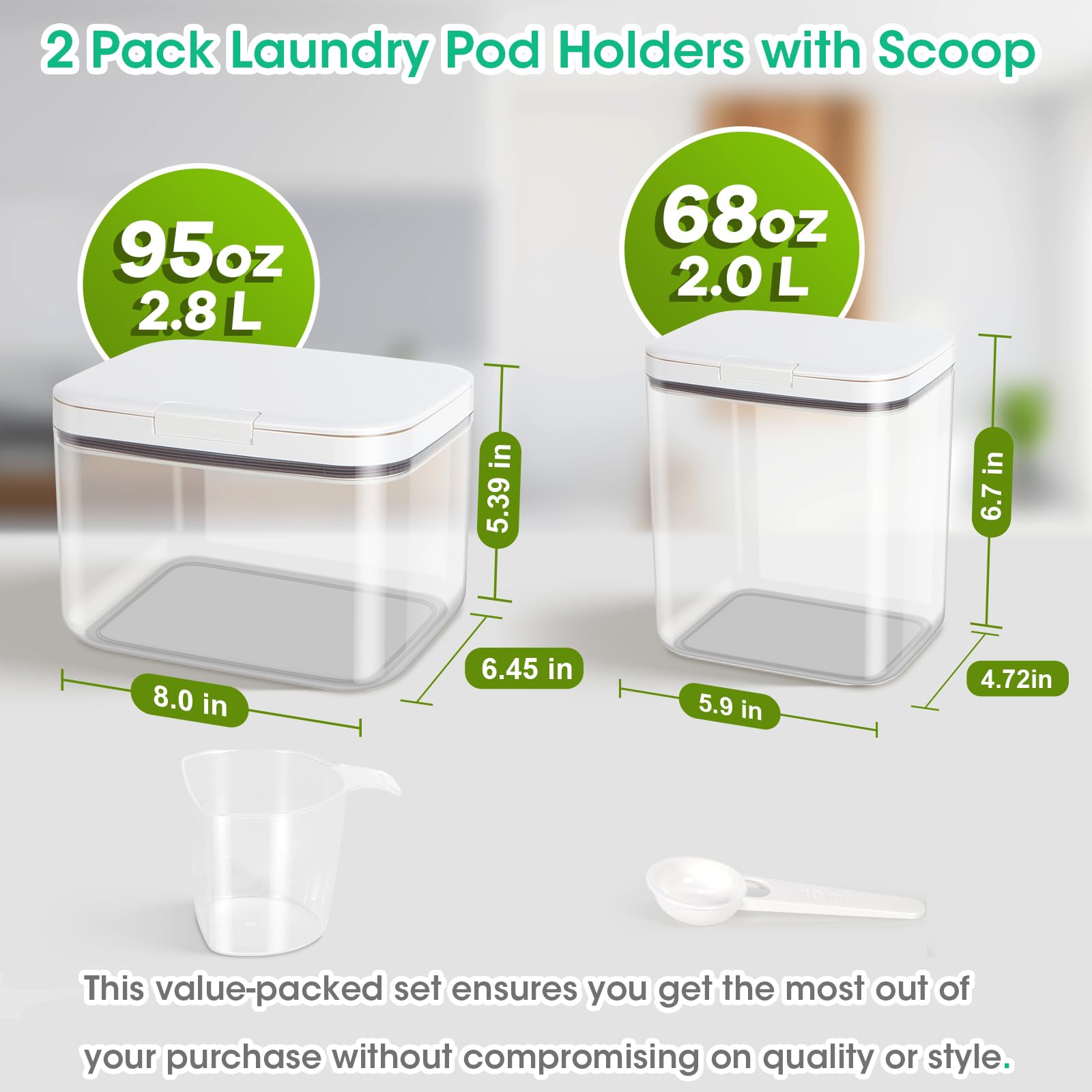 2 Pack Laundry Pods Container with One (2 Count)