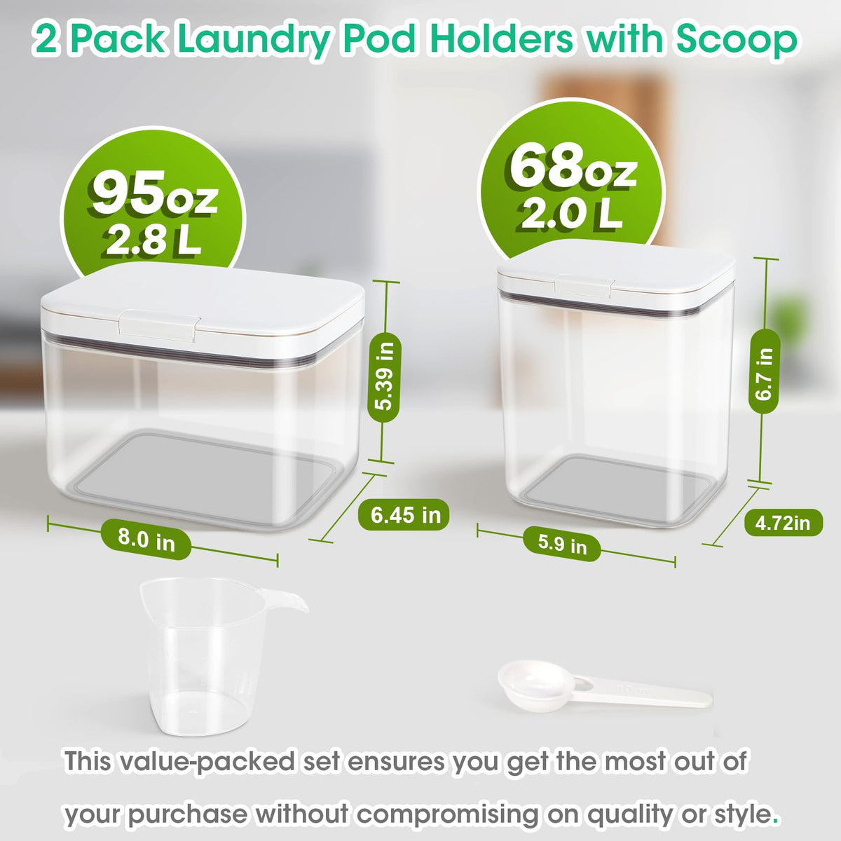 2 Pack Laundry Pods Container with One (2 Count)