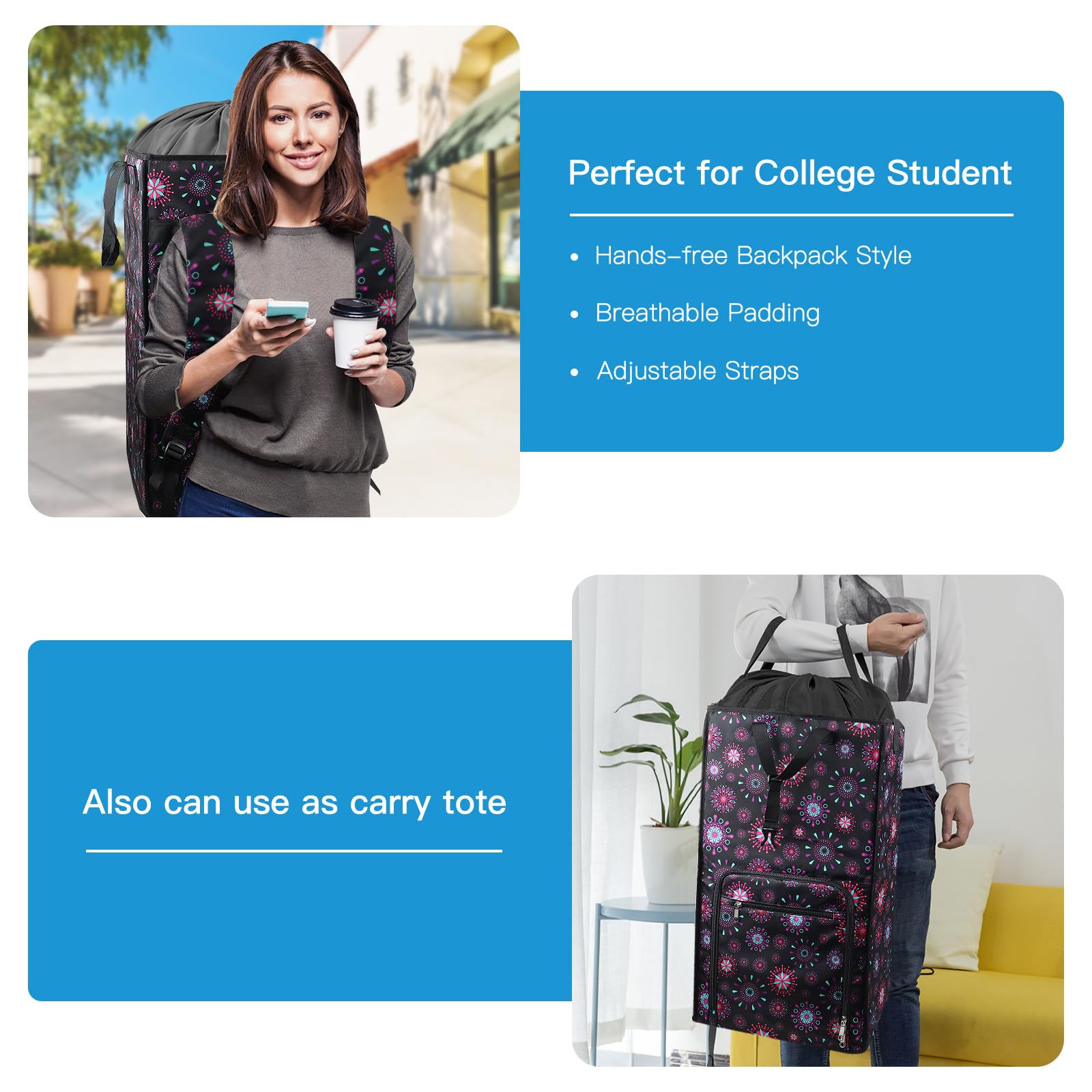 Laundry Backpack Bag for College Students Dorm Room Essentials