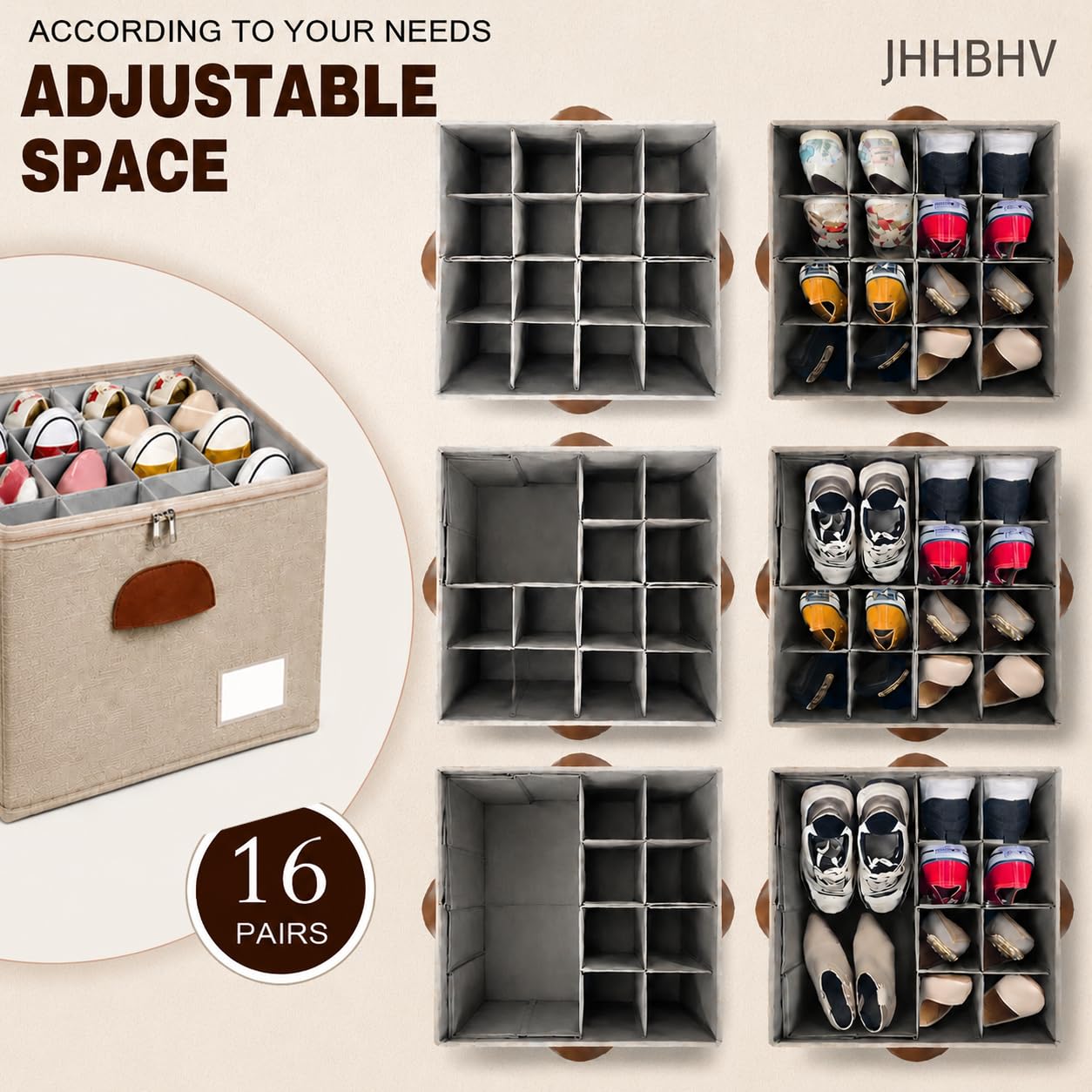 2 Pack Shoe Organizer for Closet with Adjustable Divider Shoe Storage Box (2 Count)