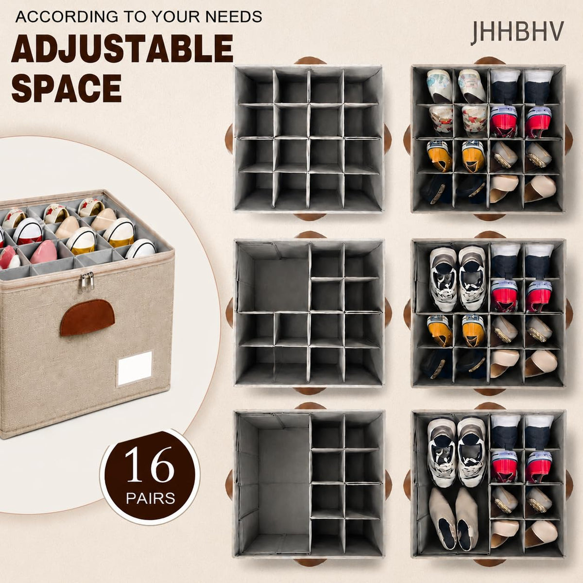 2 Pack Shoe Organizer for Closet with Adjustable Divider Shoe Storage Box (2 Count)