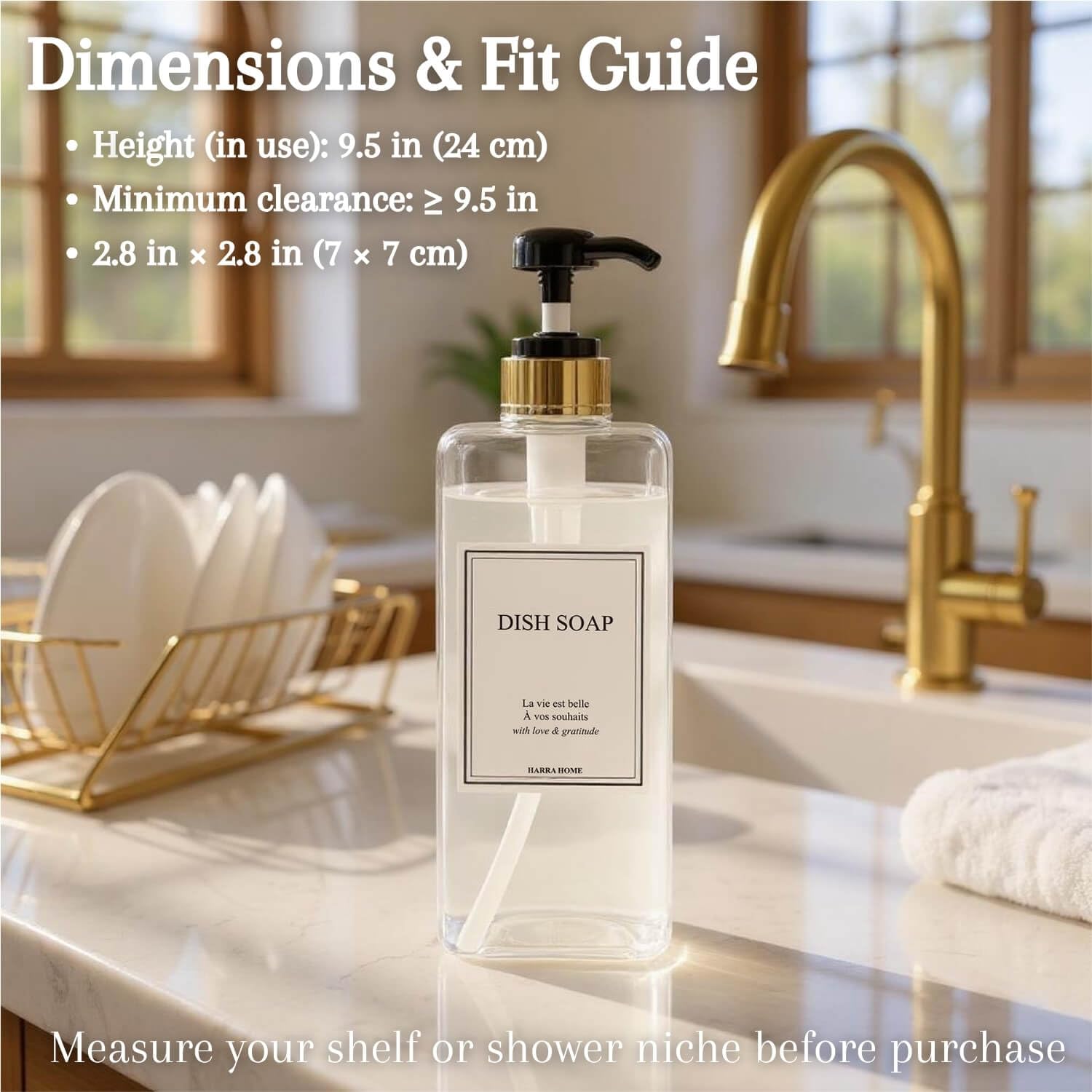 Modern Gold Design Shampoo and Conditioner Dispenser (3 Count)
