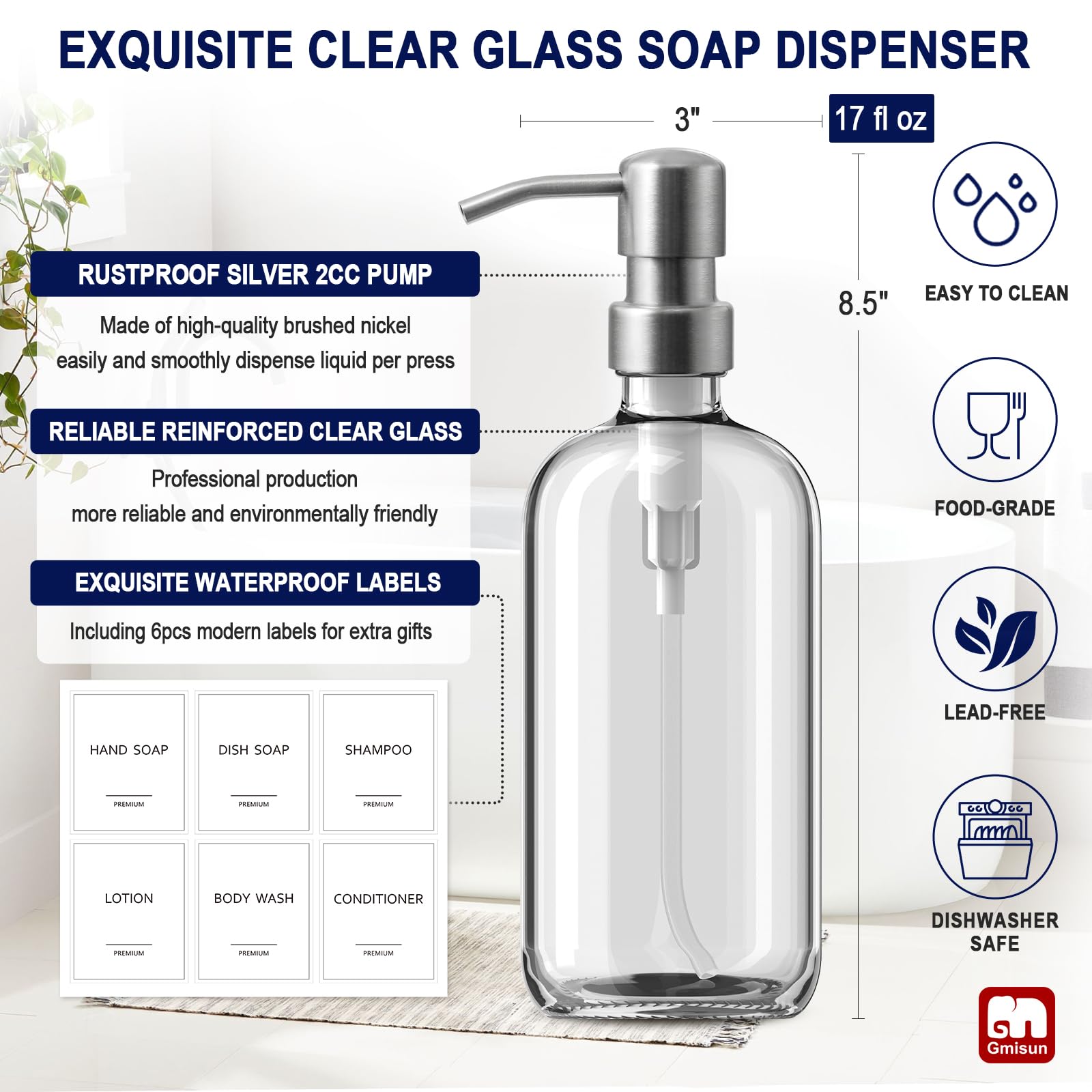 Glass Soap Dispenser with Pump (2 Count)