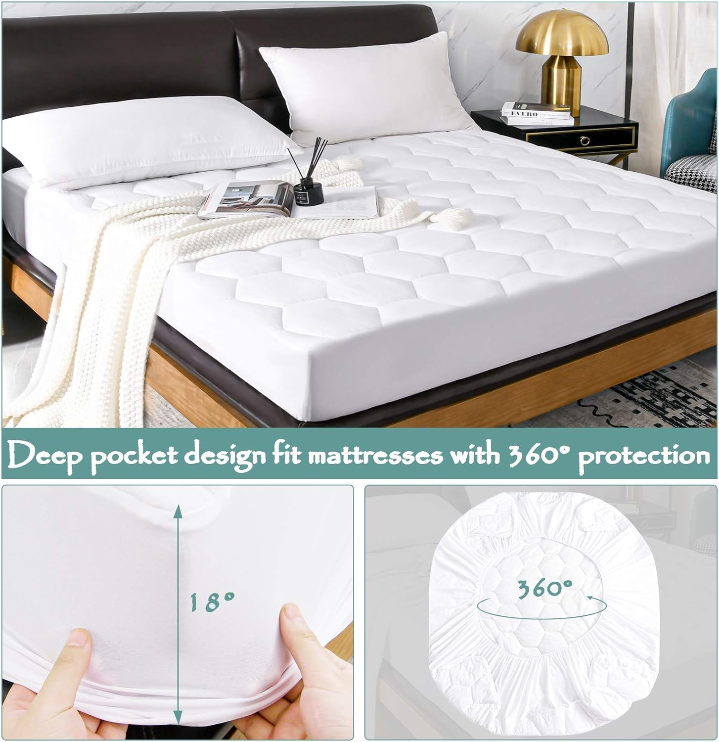 2 Pack Twin Hexagonal Quilted Mattress Protector Waterproof (2 Count)