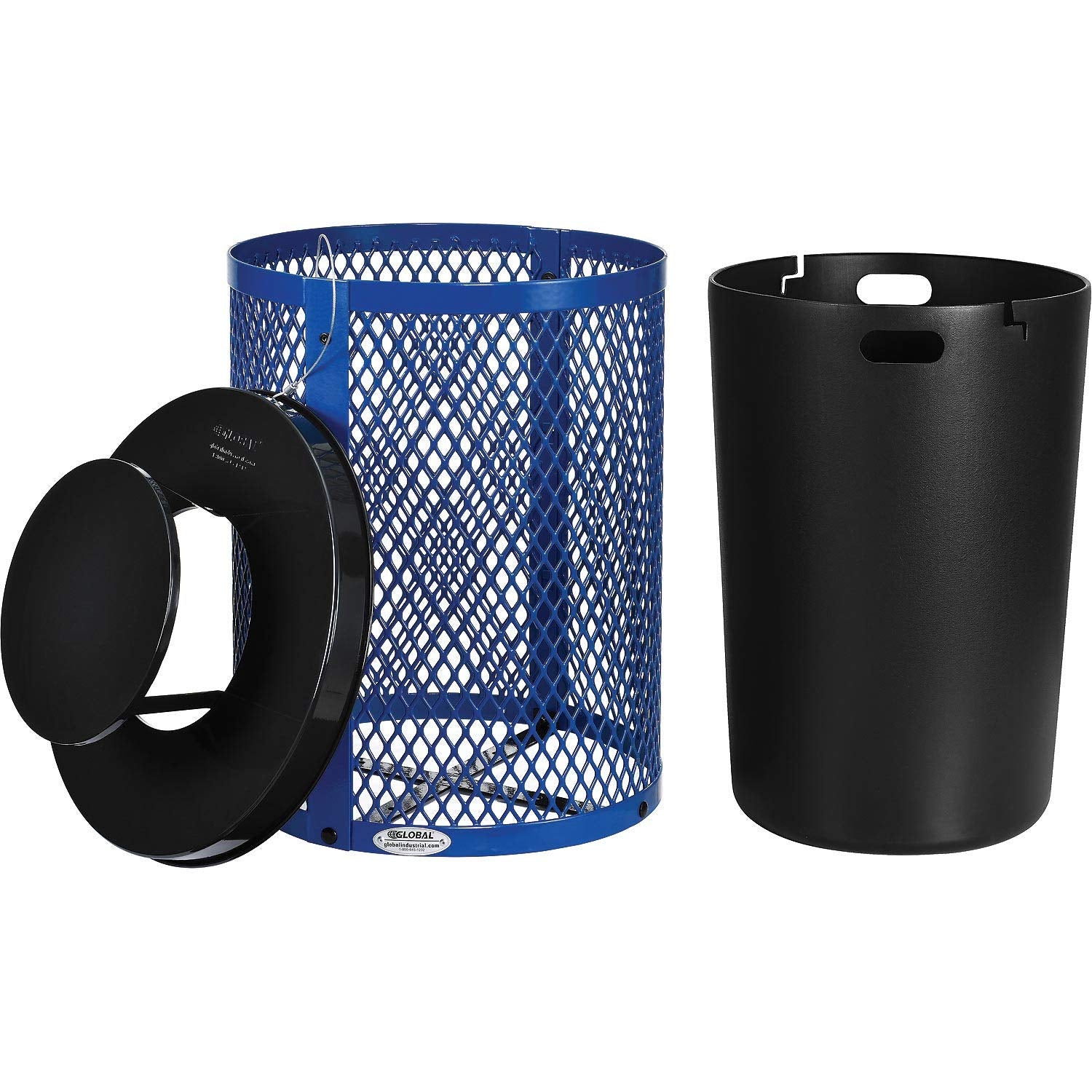 Outdoor Diamond Steel Trash Can with Rain Bonnet Lid