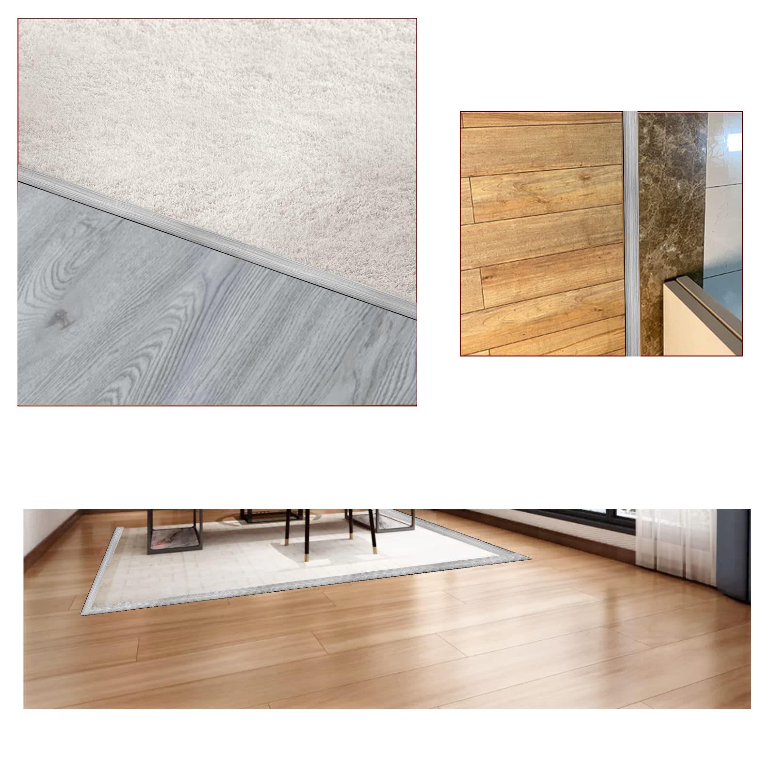 Floor Door Flat Transition Strip & Self Adhesive Floor Vinyl Floor Edge Trim Laminate Floor Gap Covering Joining Strip (236 Foot)