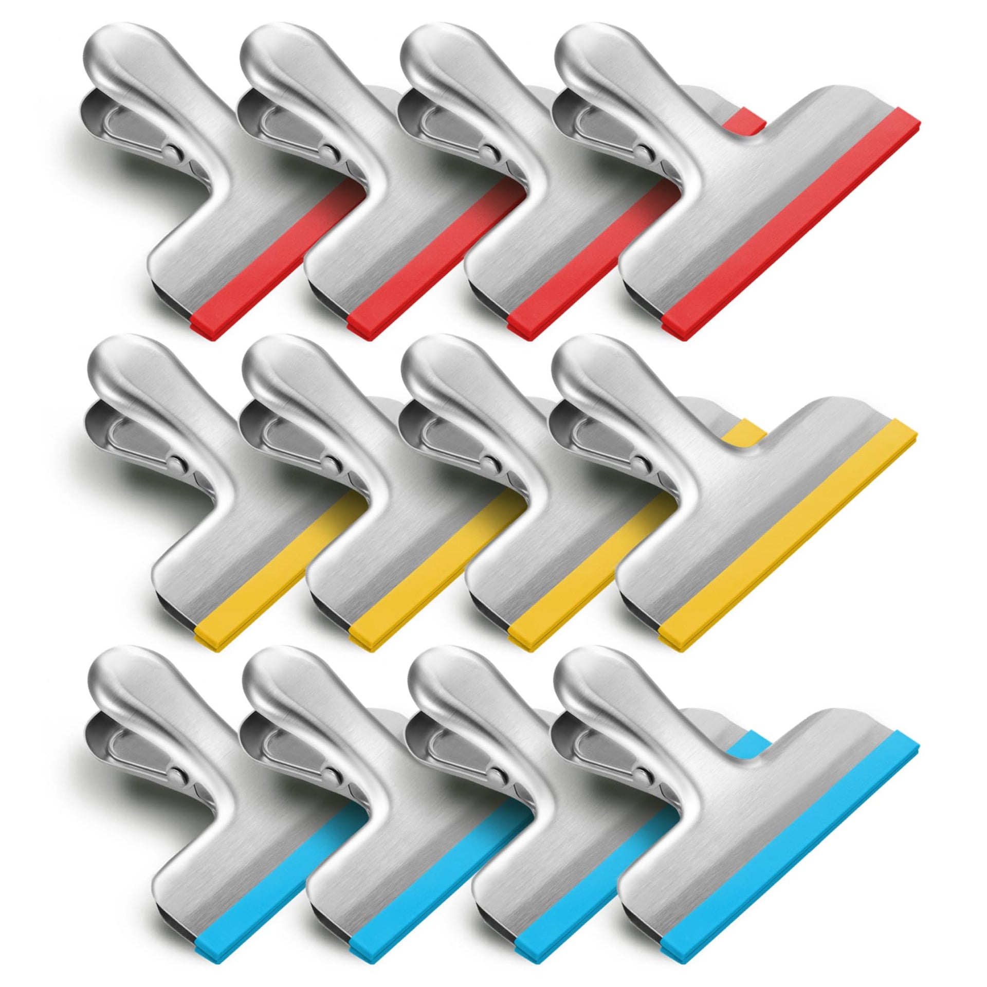 12 Pack Stainless Steel Chip Bag Clips Covered with Silicone (12 Count)