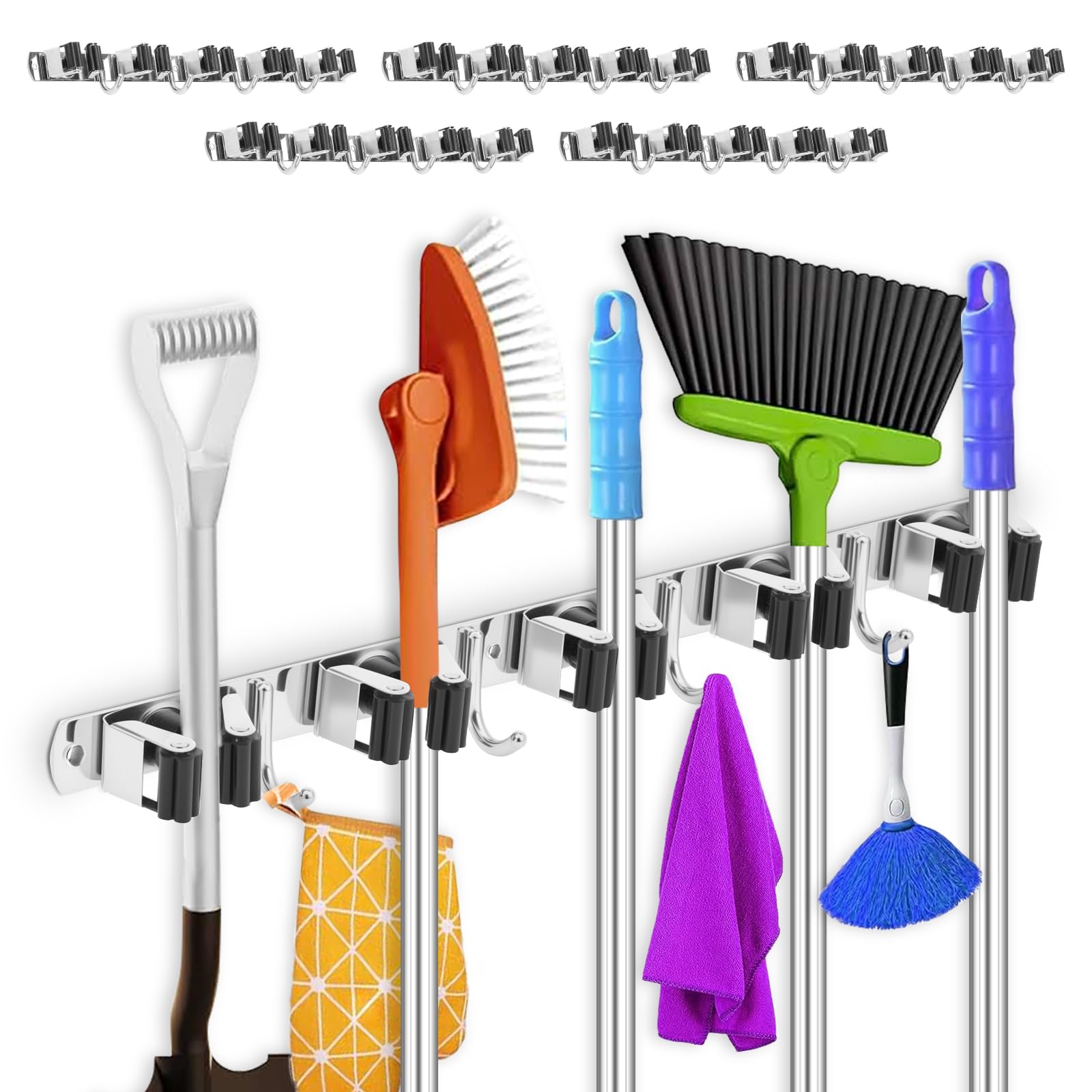 5 Pack Broom Holder Wall Mount (5 Count)