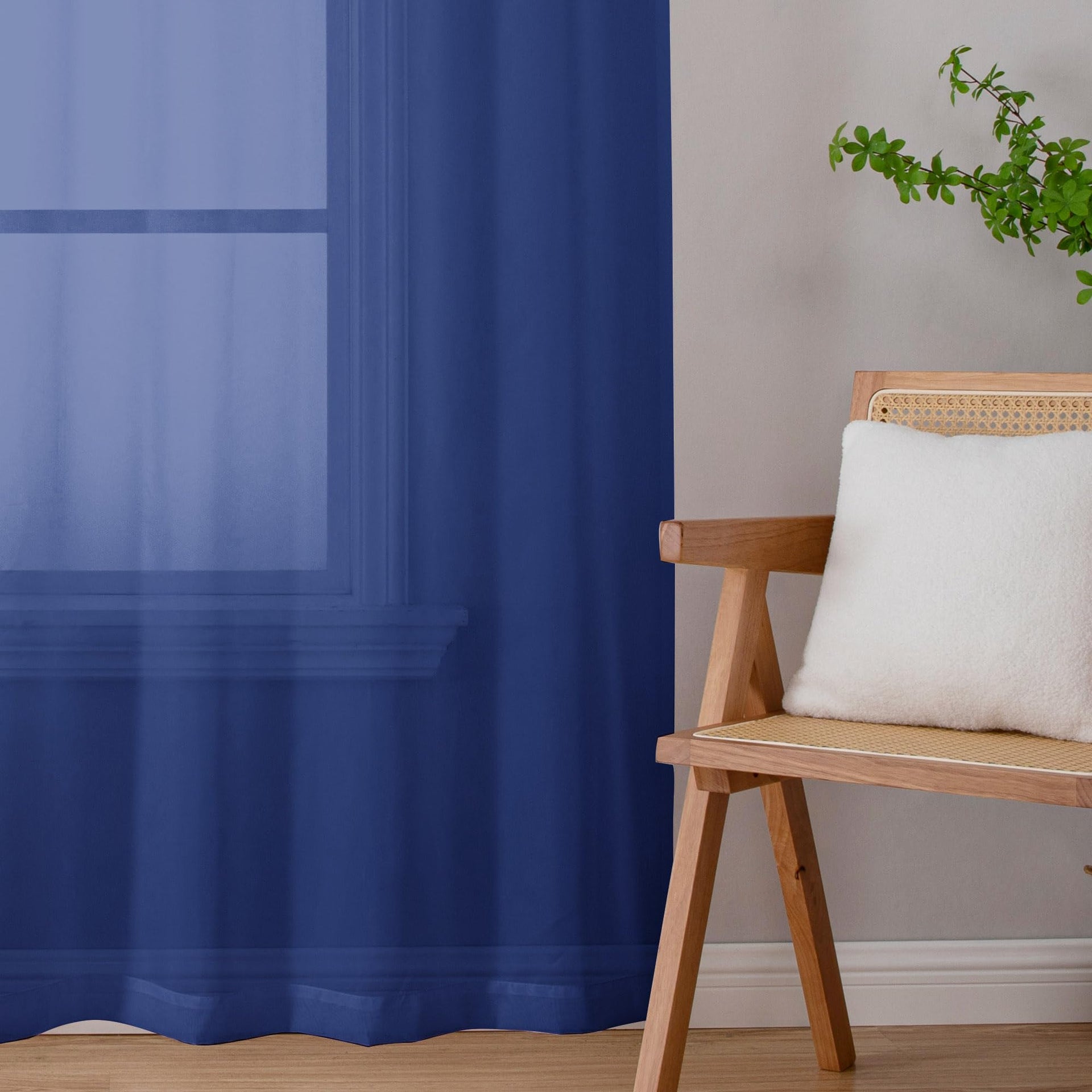 Sheer Royal Blue Curtains 90 inches Long 2 Panels (2 Count)