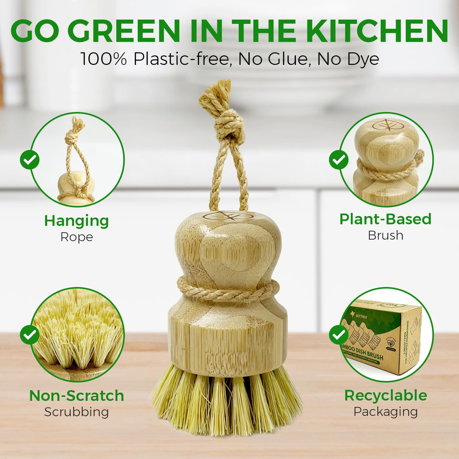 Bamboo Dish Brush Set of 3 (3 Count)
