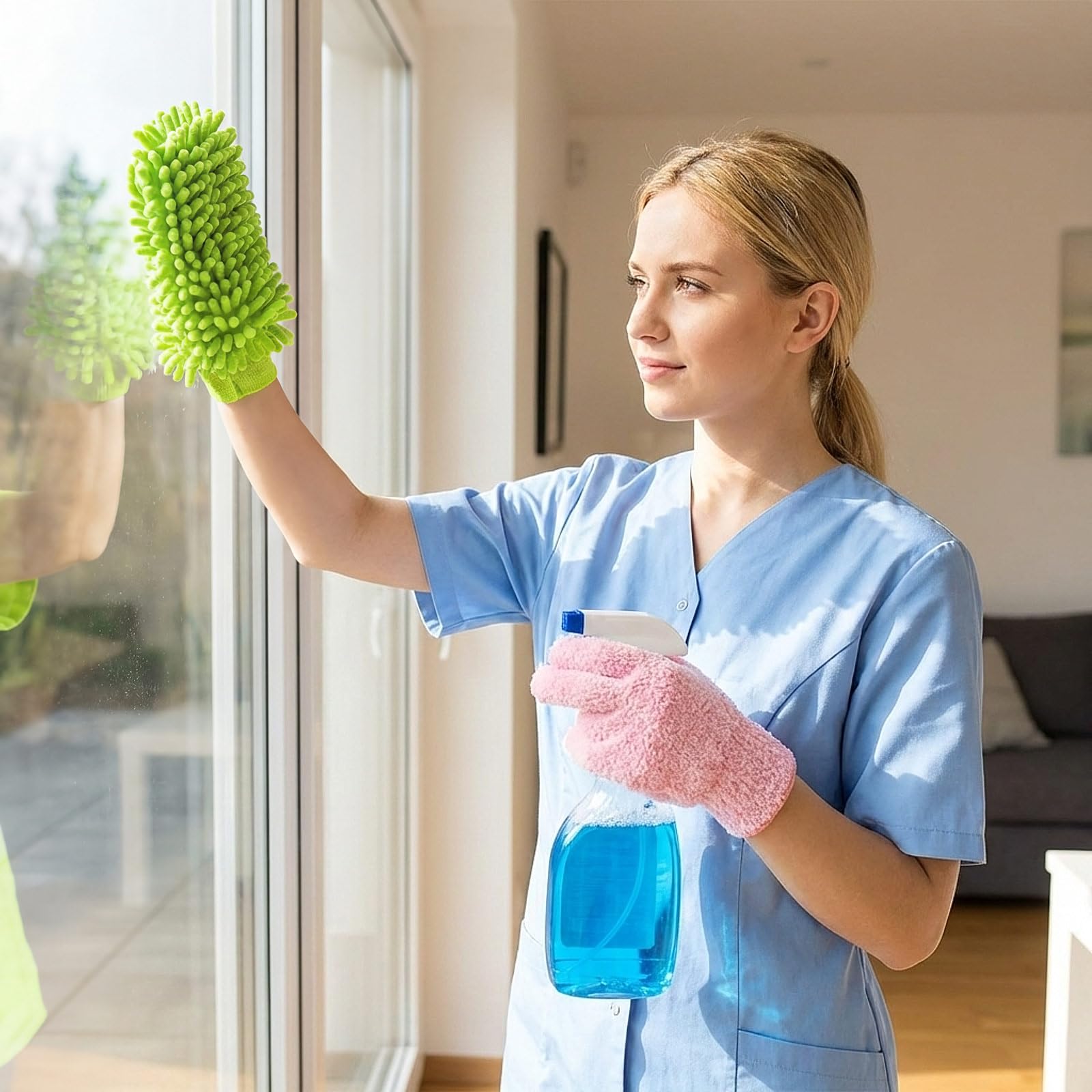 6 Pcs Micro Dusting Mitt Gloves Plant Cleaning