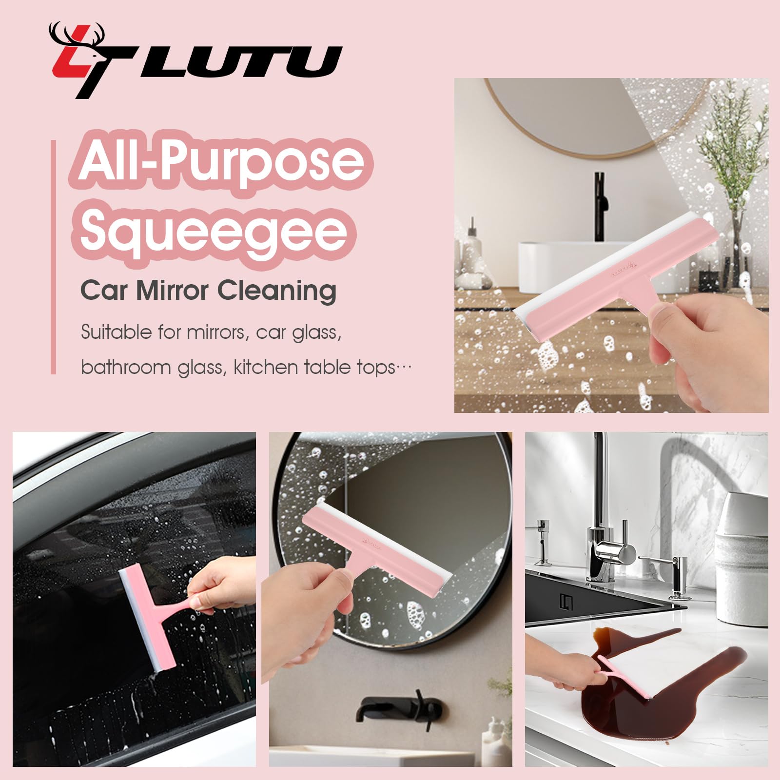 5" Silicone Shower Squeegee for Glass Doors & Car Windows