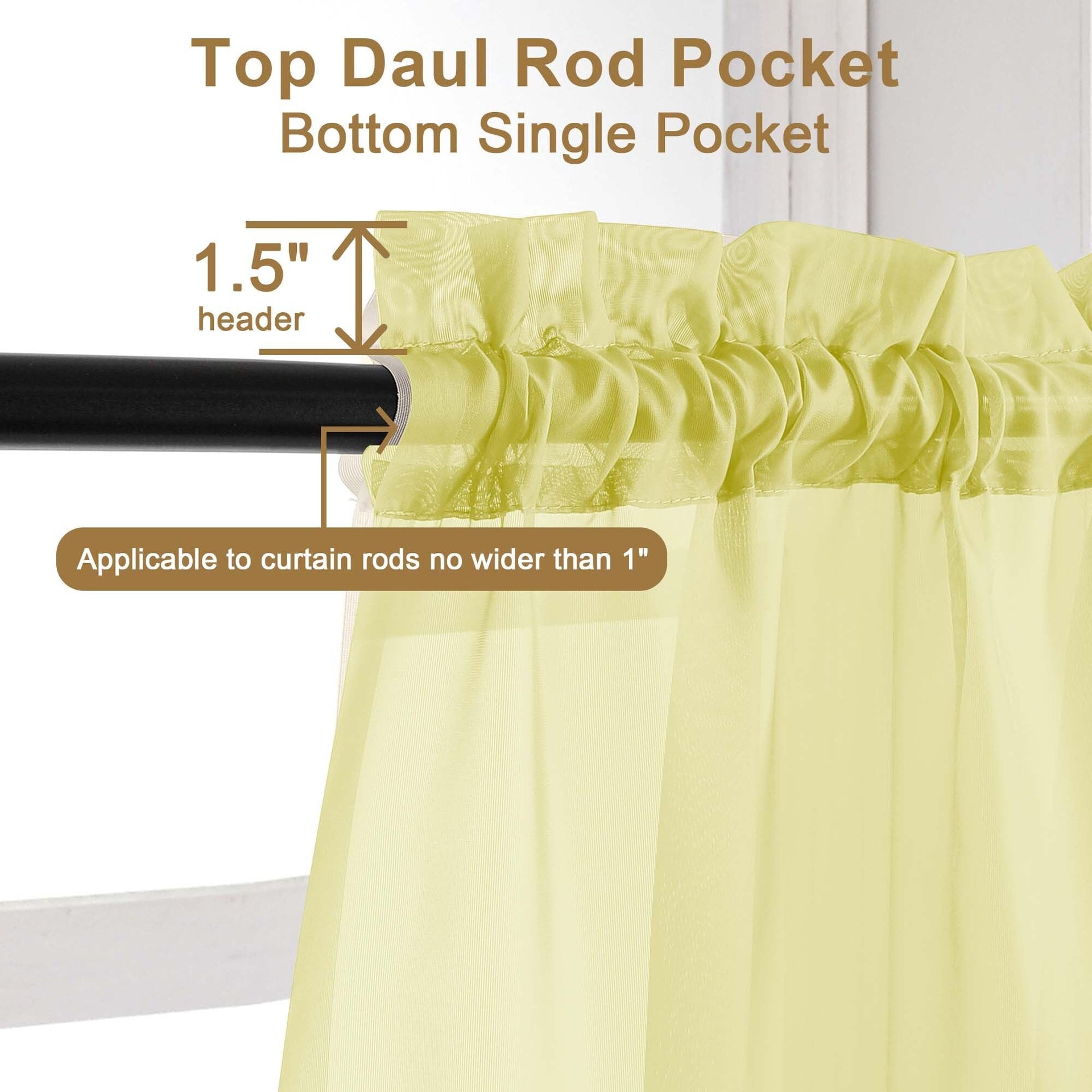 Lemon Sheer Curtains 72 Inch Length 2 Panels (2 Count)